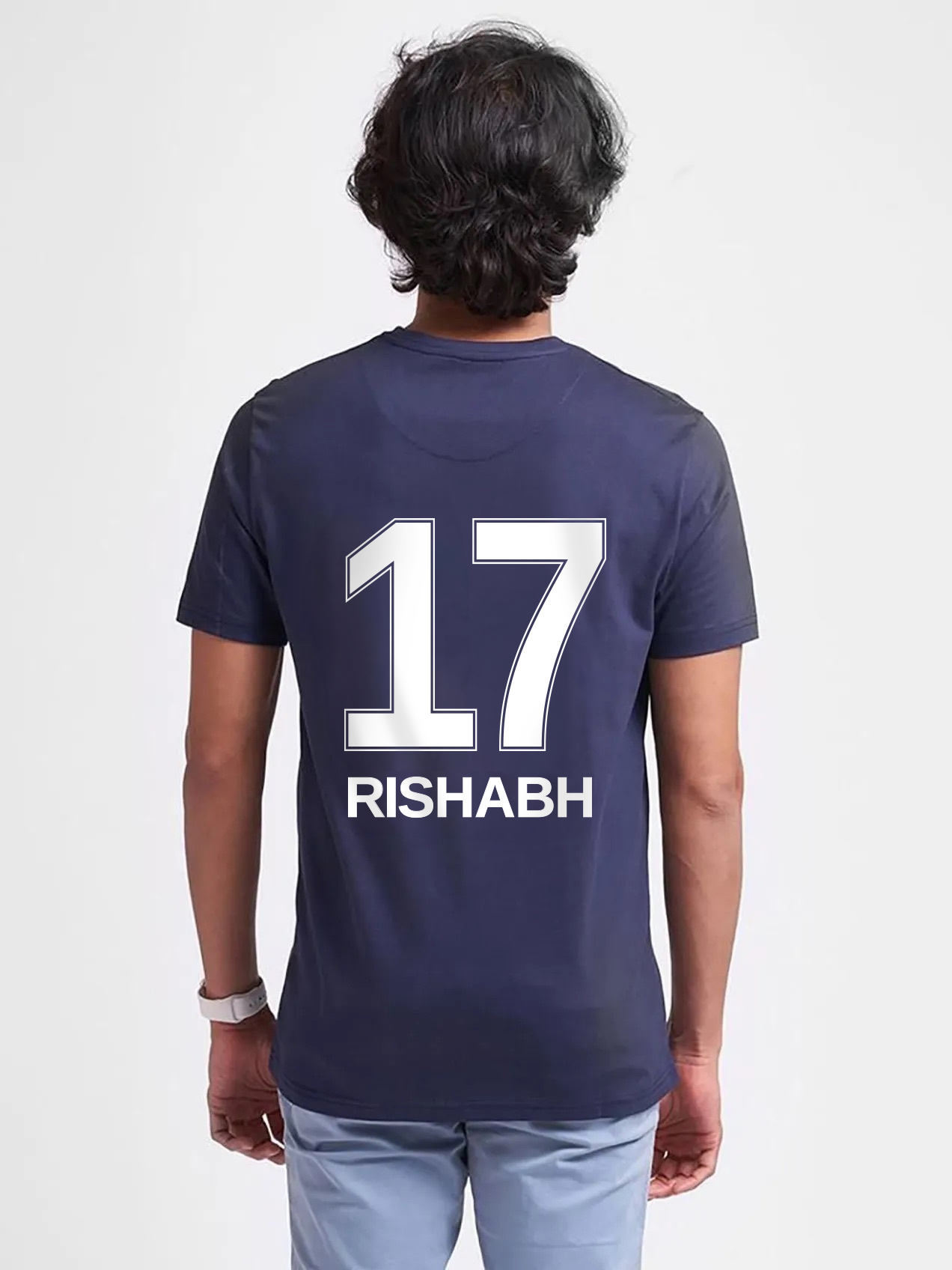 Delhi Capitals Men Navy Blue Typography Printed Half Sleeves Round Neck Cottton T-Shirt (2)