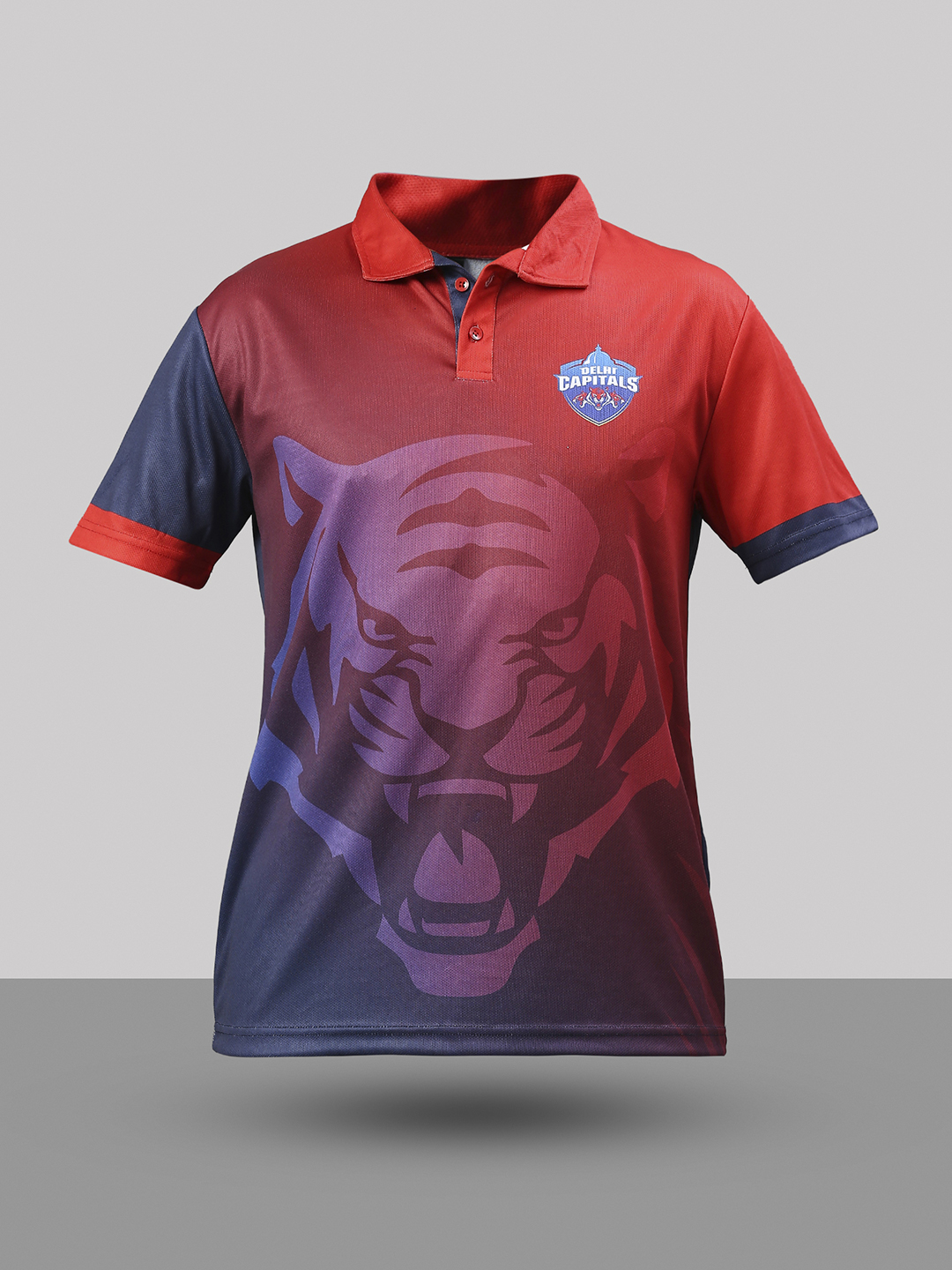 Delhi Capitals Men Red and Blue All Over Print Half Sleeves Polo Collar Polyester T-Shirt (2)