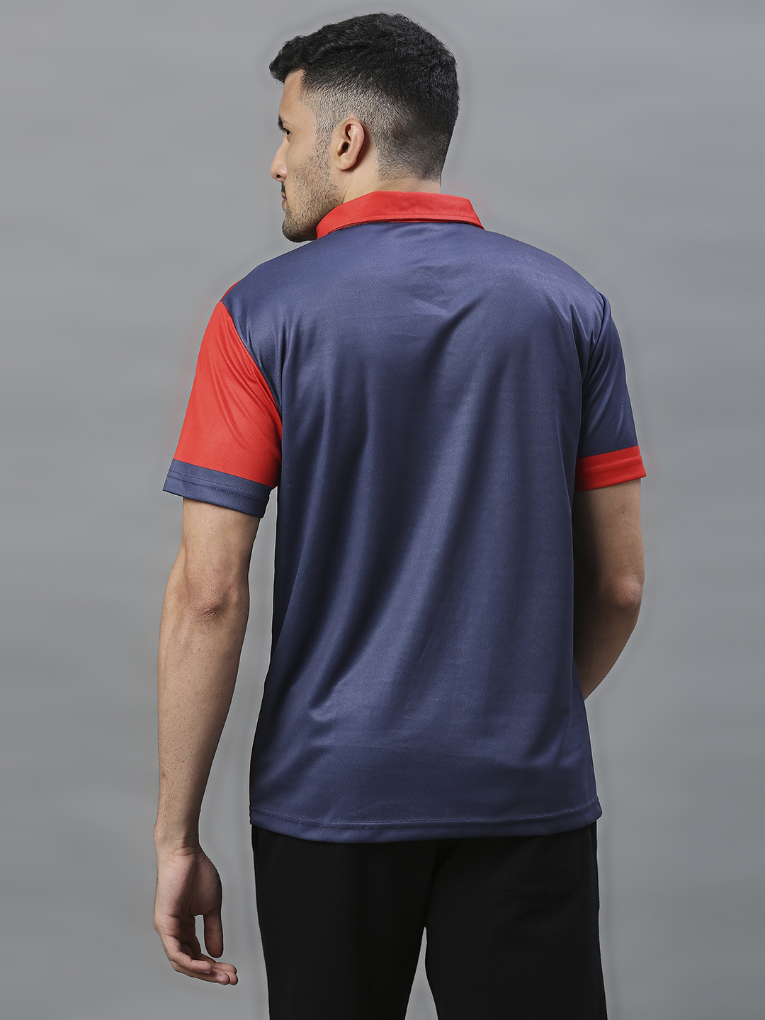 Delhi Capitals Men Red and Blue All Over Print Half Sleeves Polo Collar Polyester T-Shirt (3)