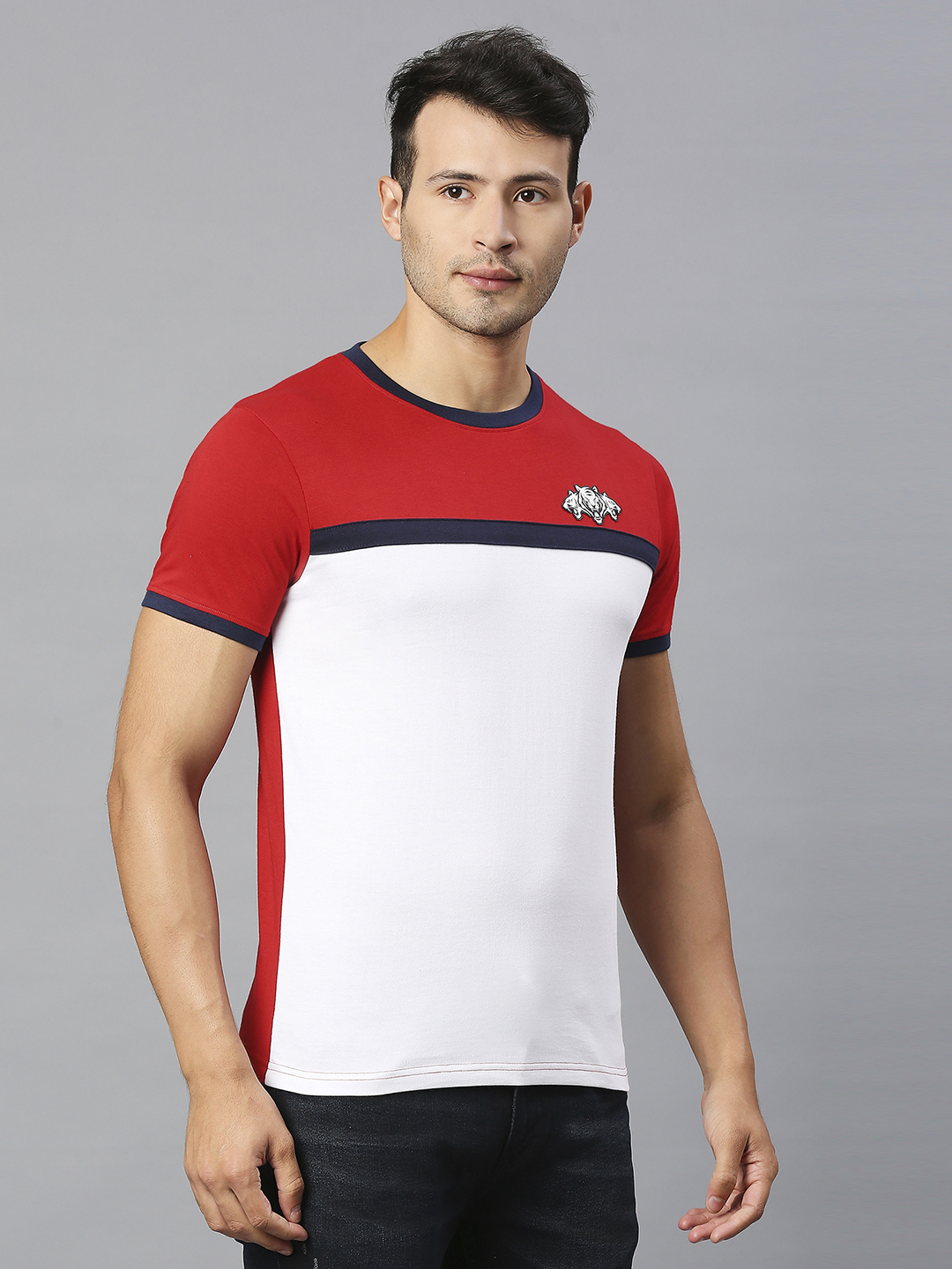 Delhi Capitals Men White and Red Colourblocked Half Sleeves Round Neck Cotton T-Shirt (3)