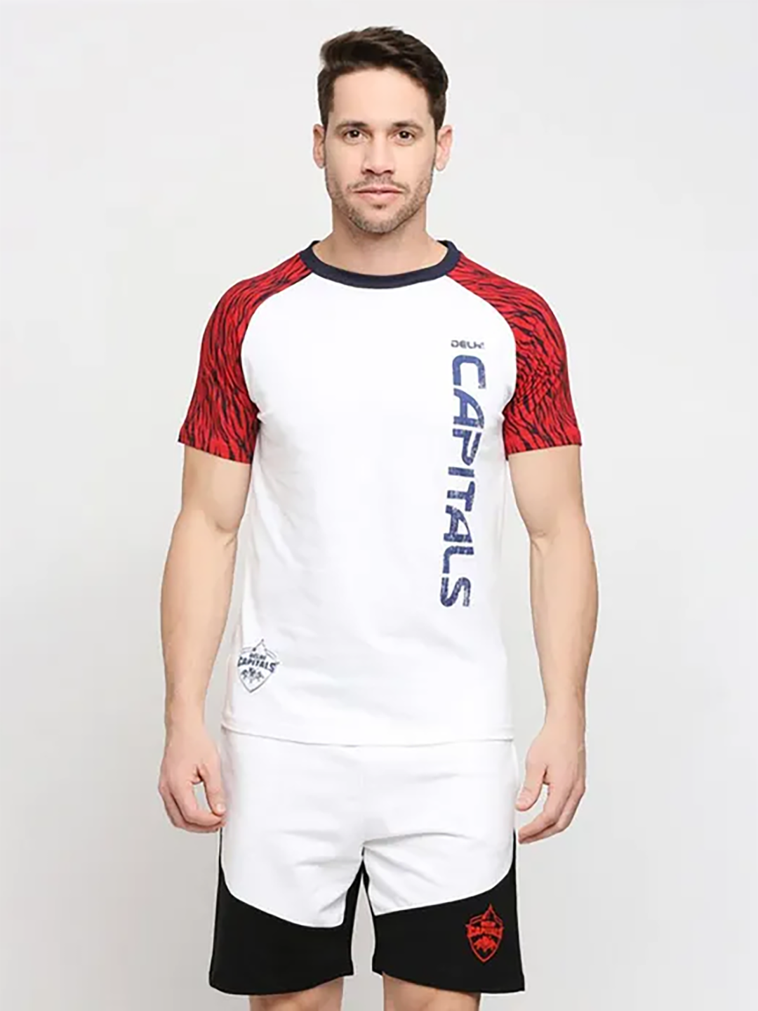 Delhi Capitals Men White and Red Typography Print Half Sleeves Round Neck Cotton T-Shirt (1)