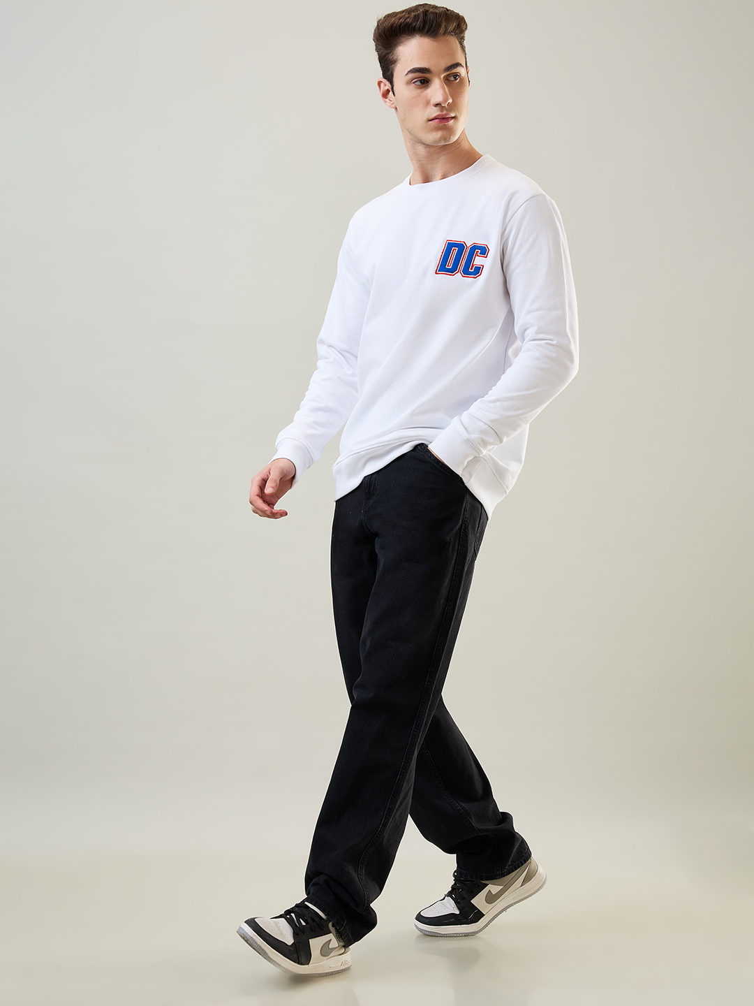 Delhi Capitals Men White Logo Printed Full Sleeves Cotton Sweatshirt (5)