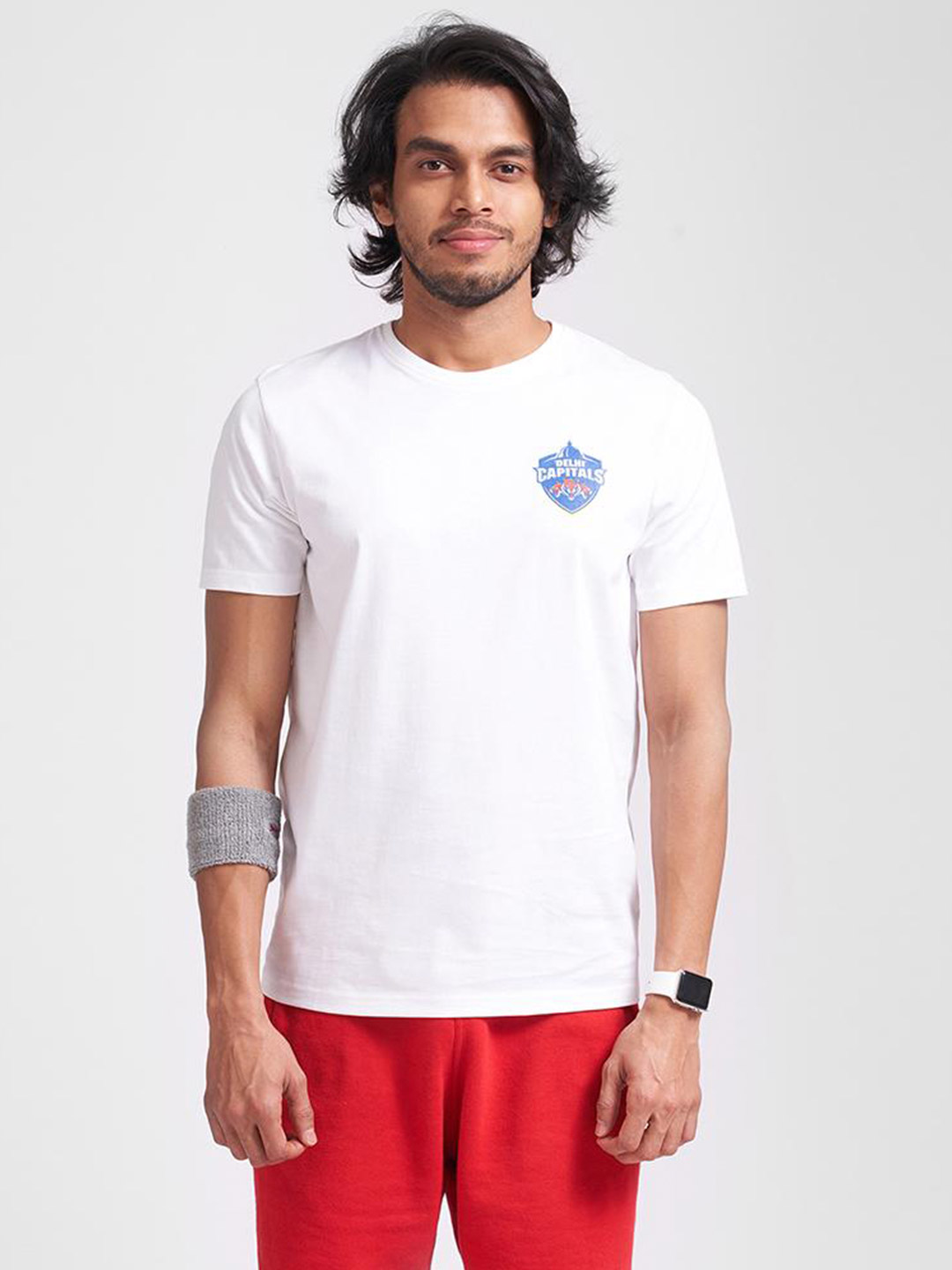 Delhi Capitals Men White Printed Half Sleeves Round Neck Cotton T-Shirt (1)
