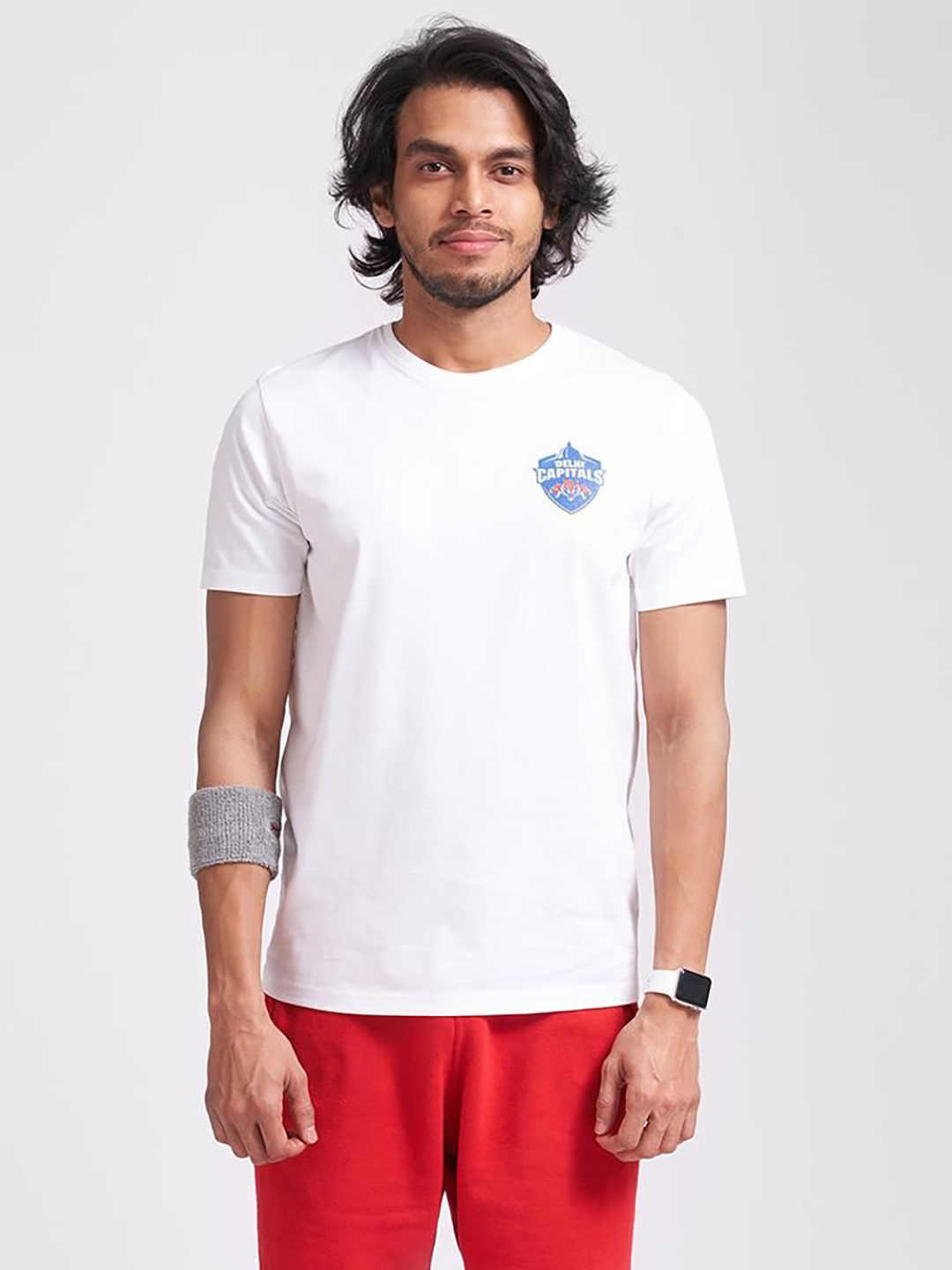 Delhi Capitals Men White Typography Printed Half Sleeves Round Neck Cotton T-Shirt (1)