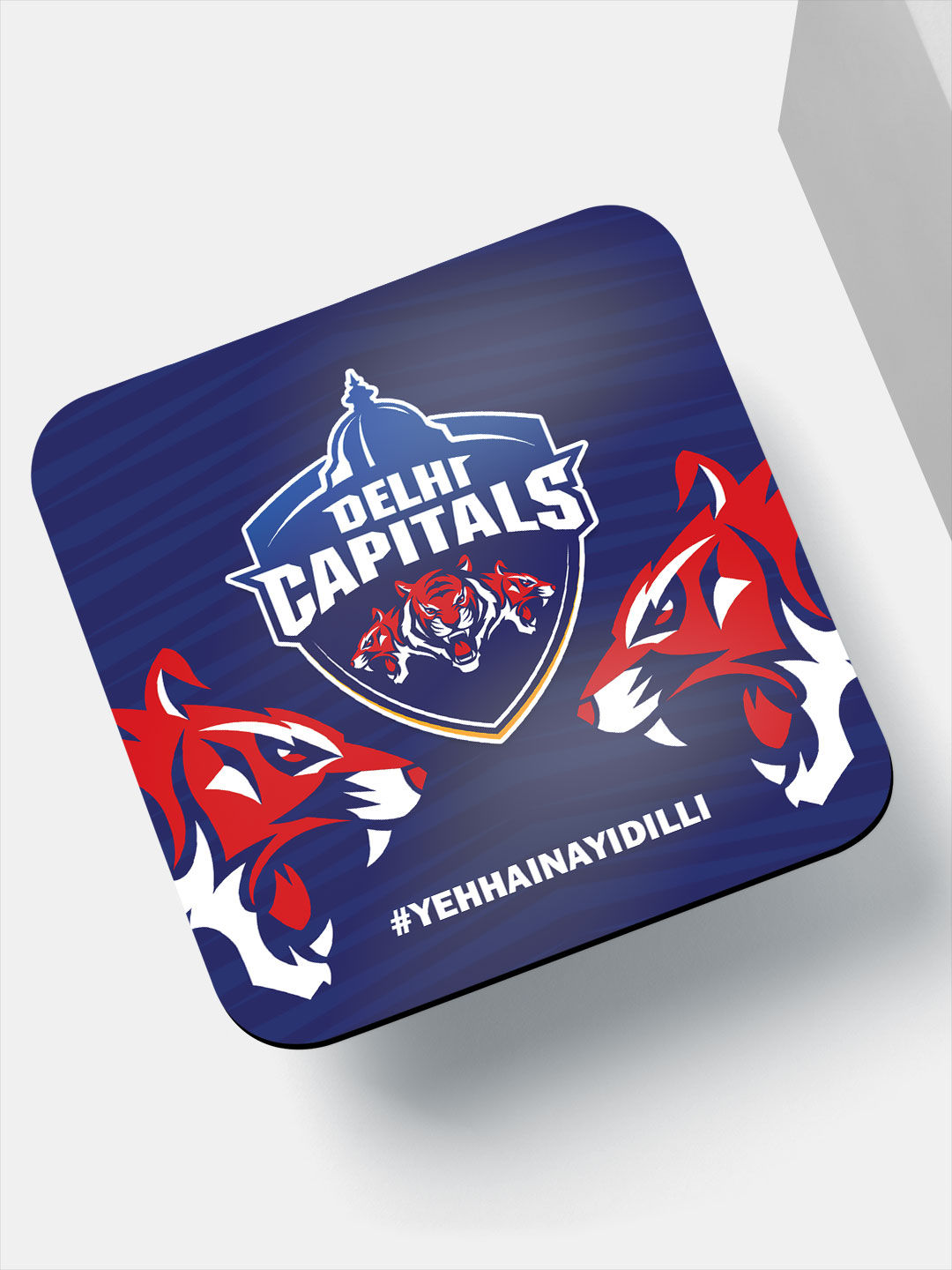 Delhi Capitals Navy Blue and Red Printed Nayi Dilli Square Rubber Coasters - Set of 4 (2)