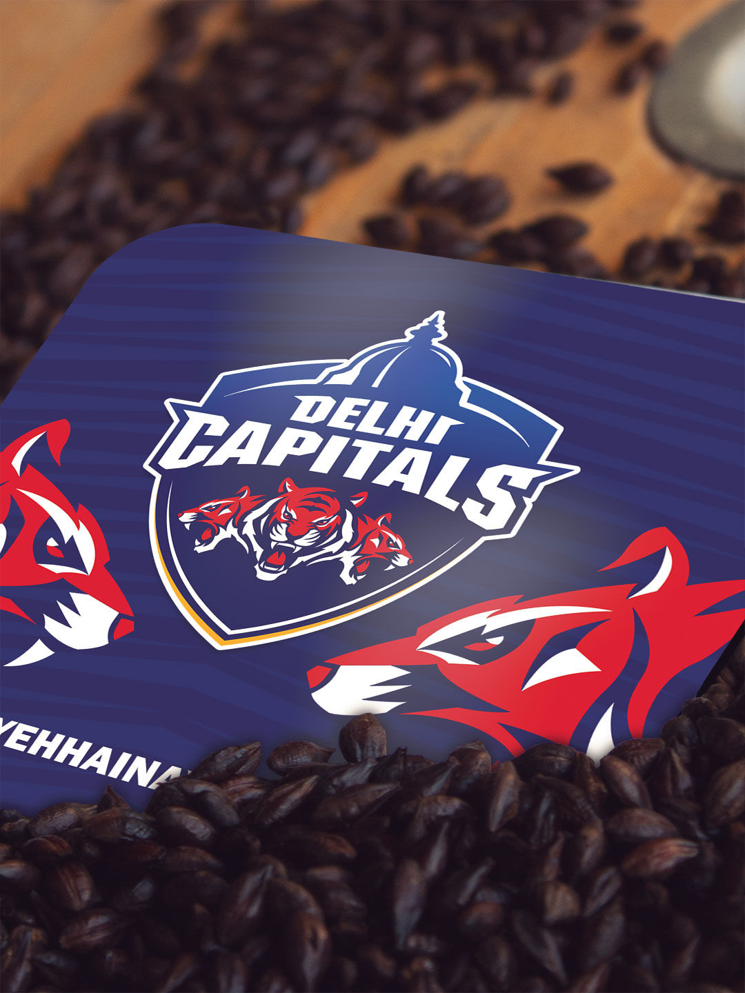 Delhi Capitals Navy Blue and Red Printed Nayi Dilli Square Rubber Coasters - Set of 4 (3)