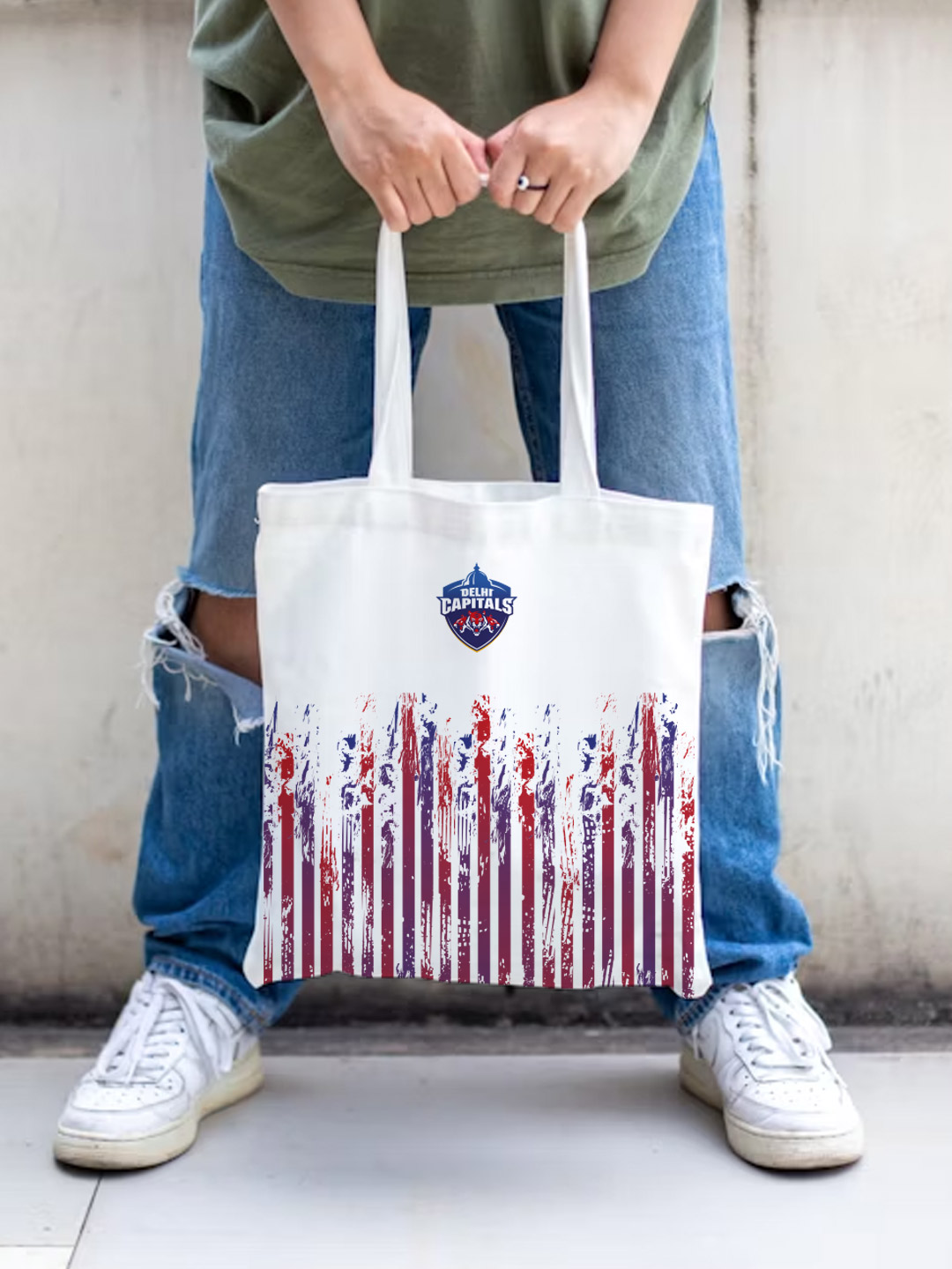 Printed Canvas Casual Tote Bag, Stylish Handbag For Men and Women - Pack of 1 (White/Red)
