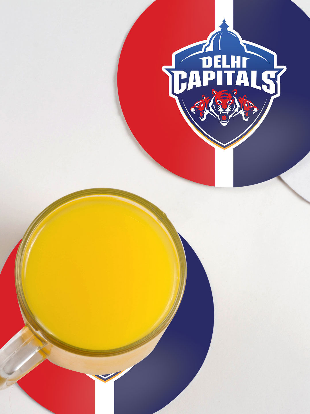 Delhi Capitals Red and Blue DC Stripes Circular Rubber Coasters - Set of 4 (3)