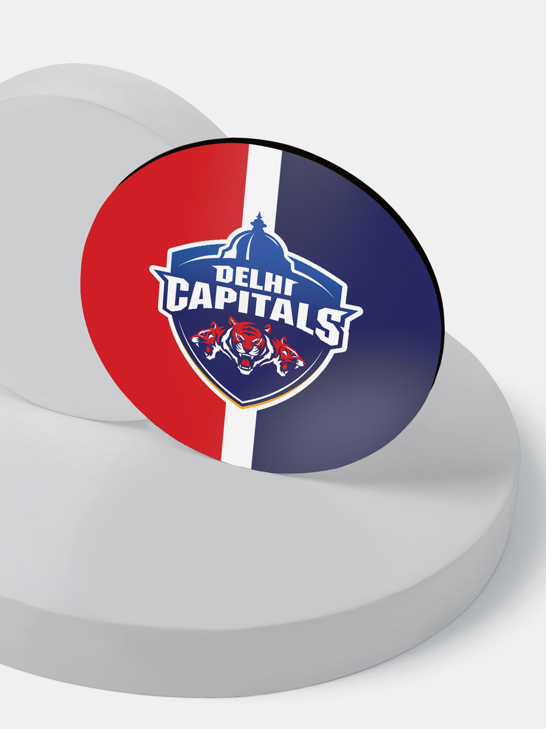 Delhi Capitals Red and Blue DC Stripes Circular Rubber Coasters - Set of 4 (2)