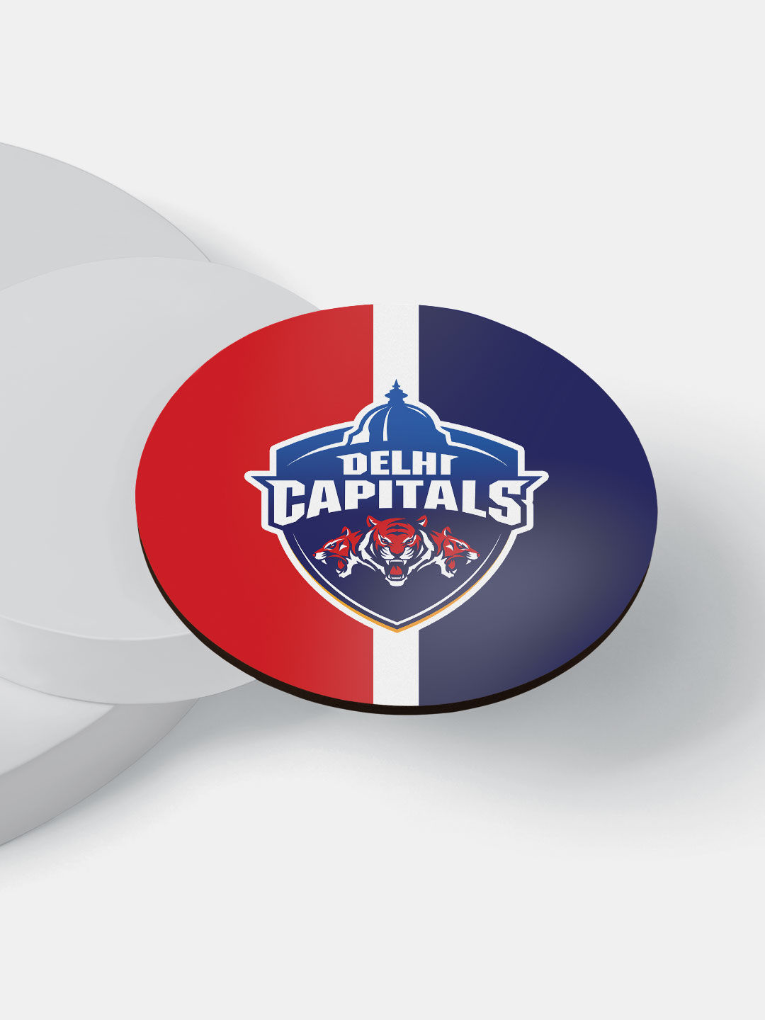 Delhi Capitals Red and Blue DC Stripes Circular Rubber Coasters - Set of 4 (6)