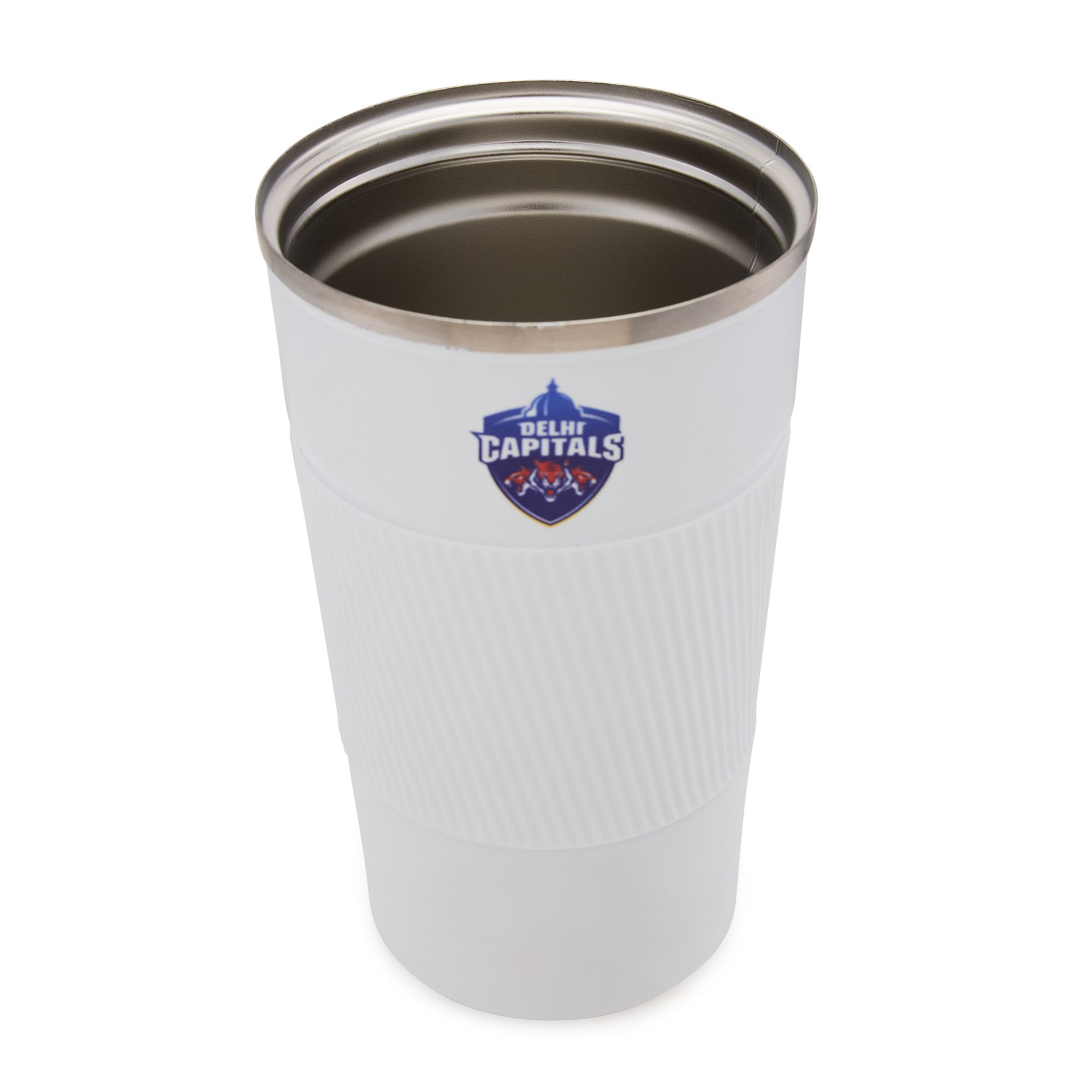 Delhi Capitals Vacuum Insulated Double-Walled with Spill Proof Flip Top Stainless Steel Coffee Tumbler - 400 ML (White) (4)