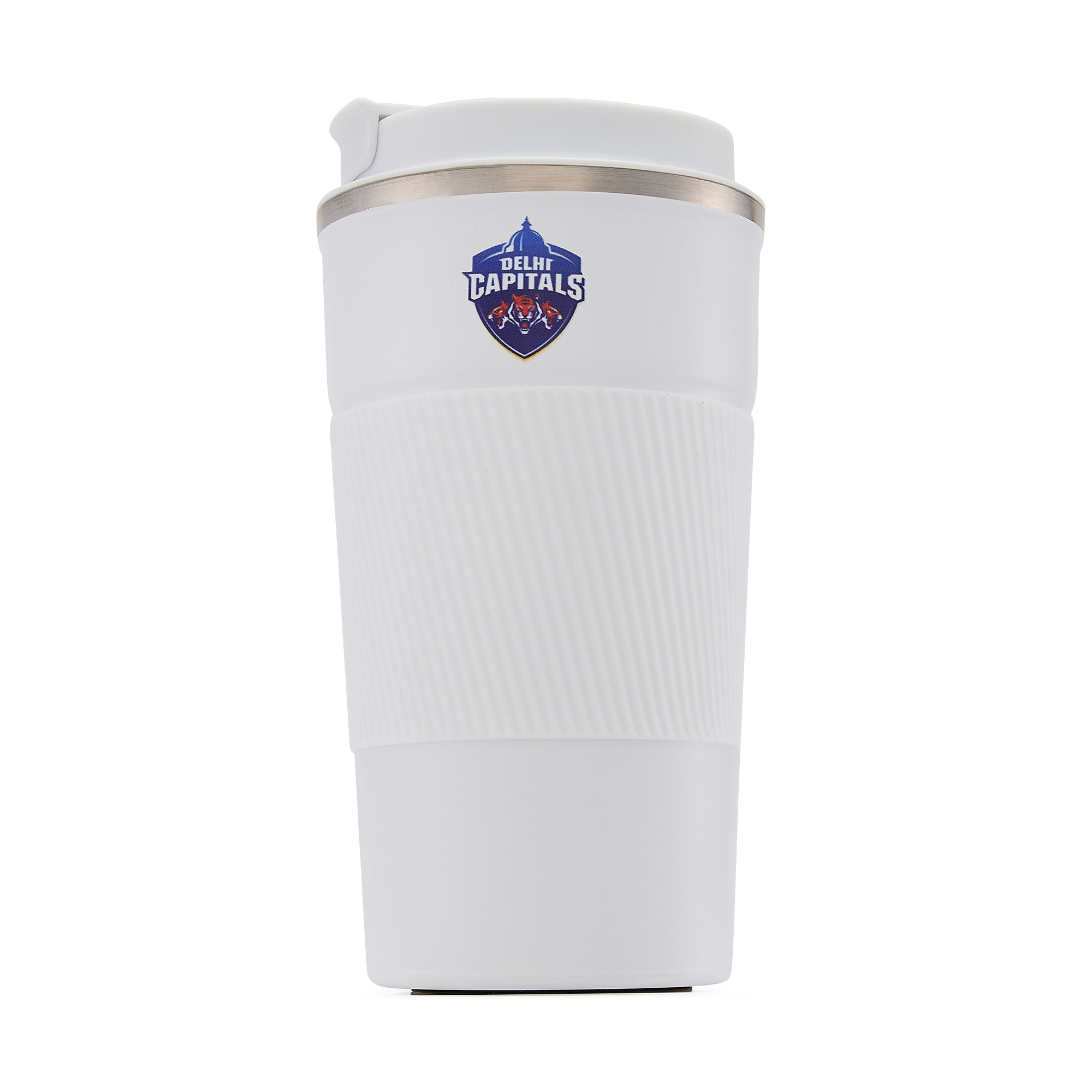 Delhi Capitals Vacuum Insulated Double-Walled with Spill Proof Flip Top Stainless Steel Coffee Tumbler - 400 ML (White) (2)