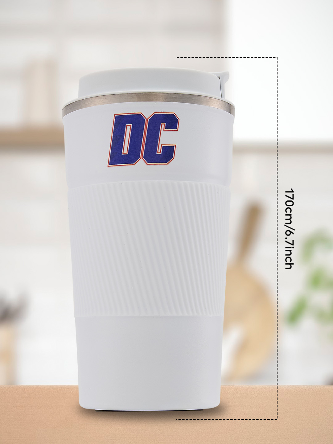 Delhi Capitals Vacuum Insulated Double-Walled with Spill Proof Flip Top Stainless Steel Coffee Tumbler - 400 ML (White) (10)
