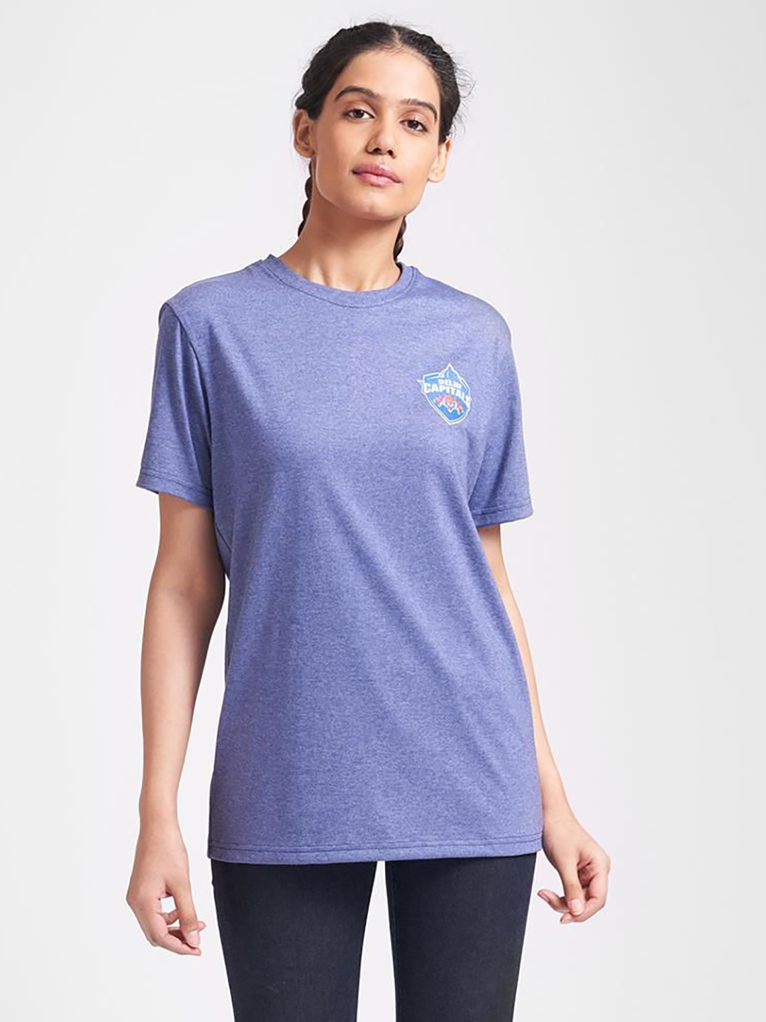 Delhi Capitals Women Blue Typography Printed Half Sleeves Round Neck Cotton T-Shirt (1)