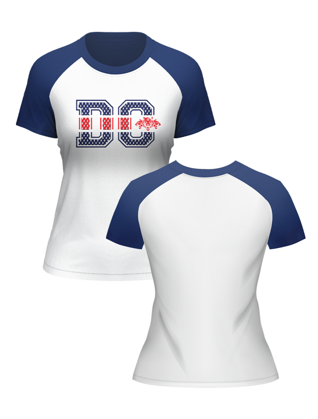 Delhi Capitals Women White and Navy Blue Colourblocked Half Sleeves Round Neck Cotton T-Shirt: Customised With Your Name (3)