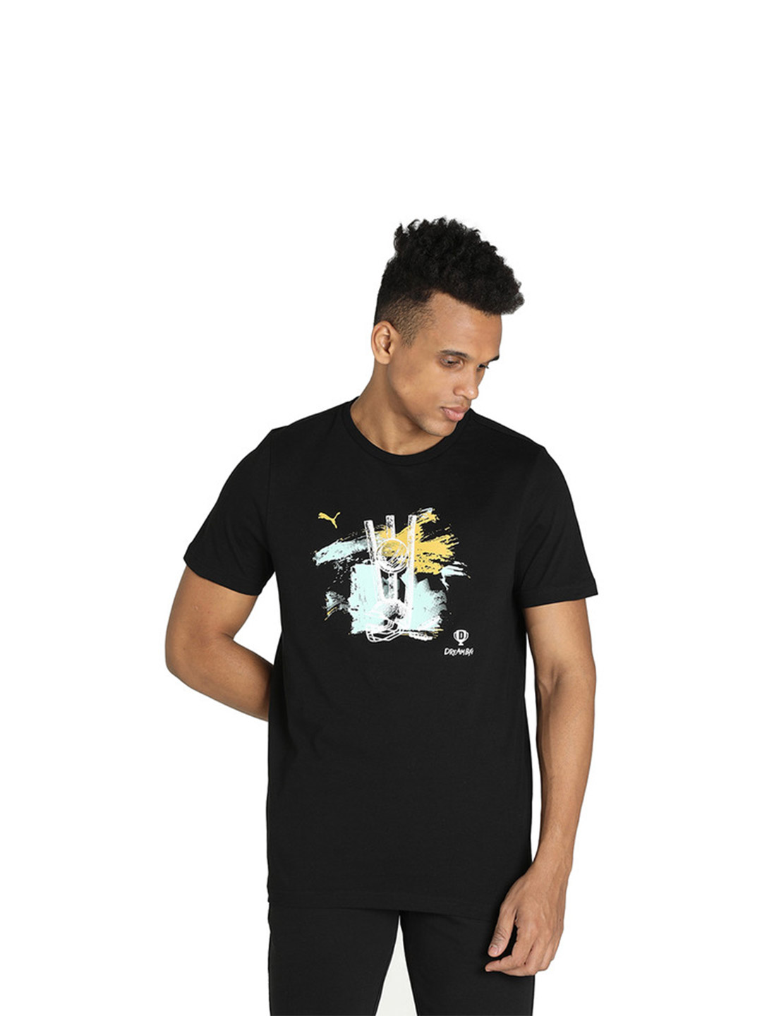 Dream 11 X Puma Men's Black Cricket Field Graphic T-Shirt (1)