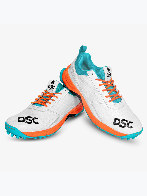 DSC Men White and Orange Jaffa 22 Cricket Shoes (1)