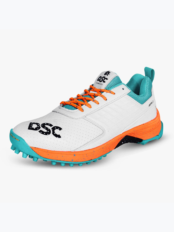 DSC Men White and Orange Jaffa 22 Cricket Shoes (2)