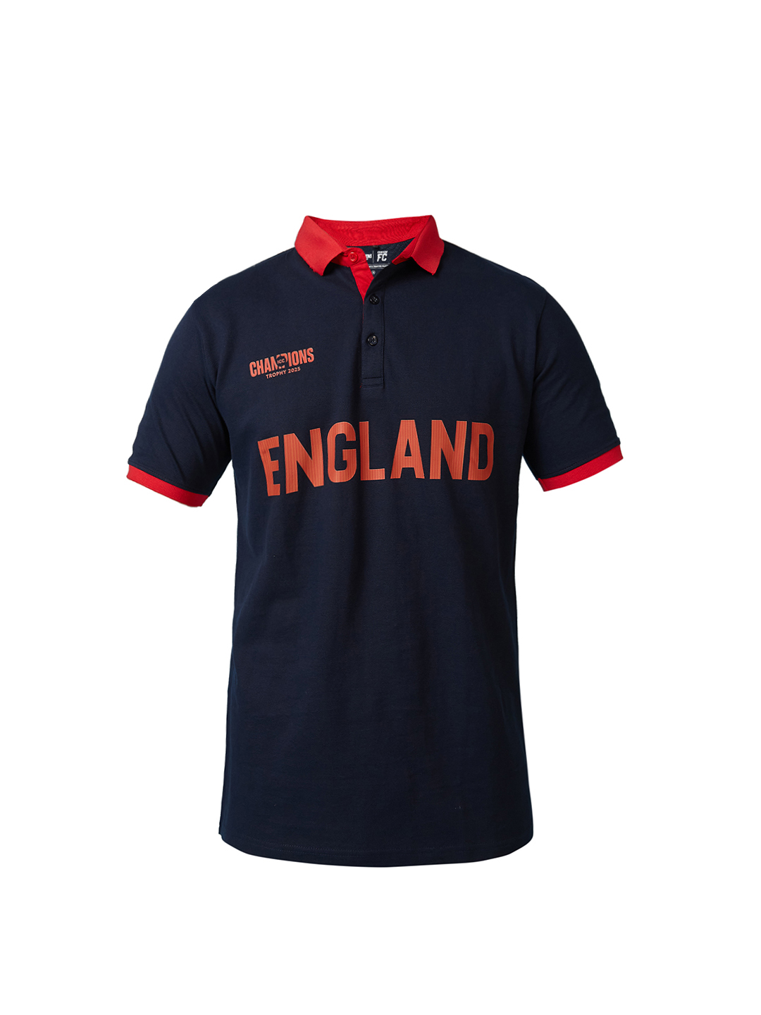 England ICC Champions Trophy 2025 Men Navy Blue and Red Printed Colorblocked Half Sleeves Polo Collar Cotton T-Shirt (7)