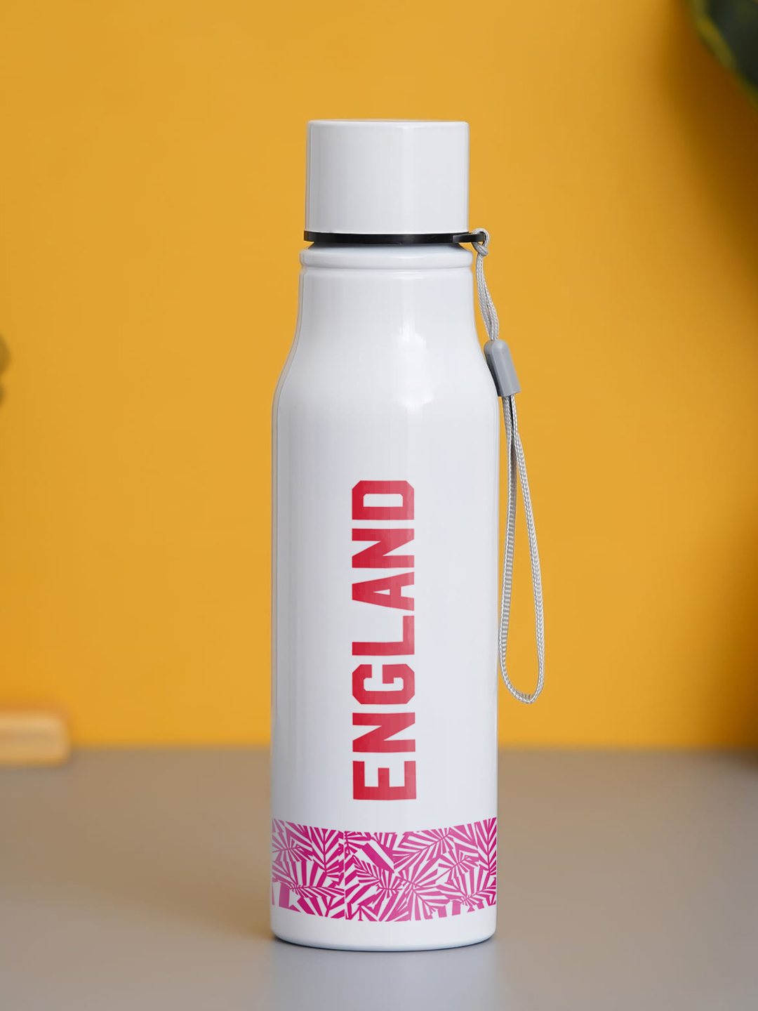 England ICC Men's T20 WC-24 Team England White and Pink Printed Single Walled Stainless Steel Water Bottle - 750 ML (1)
