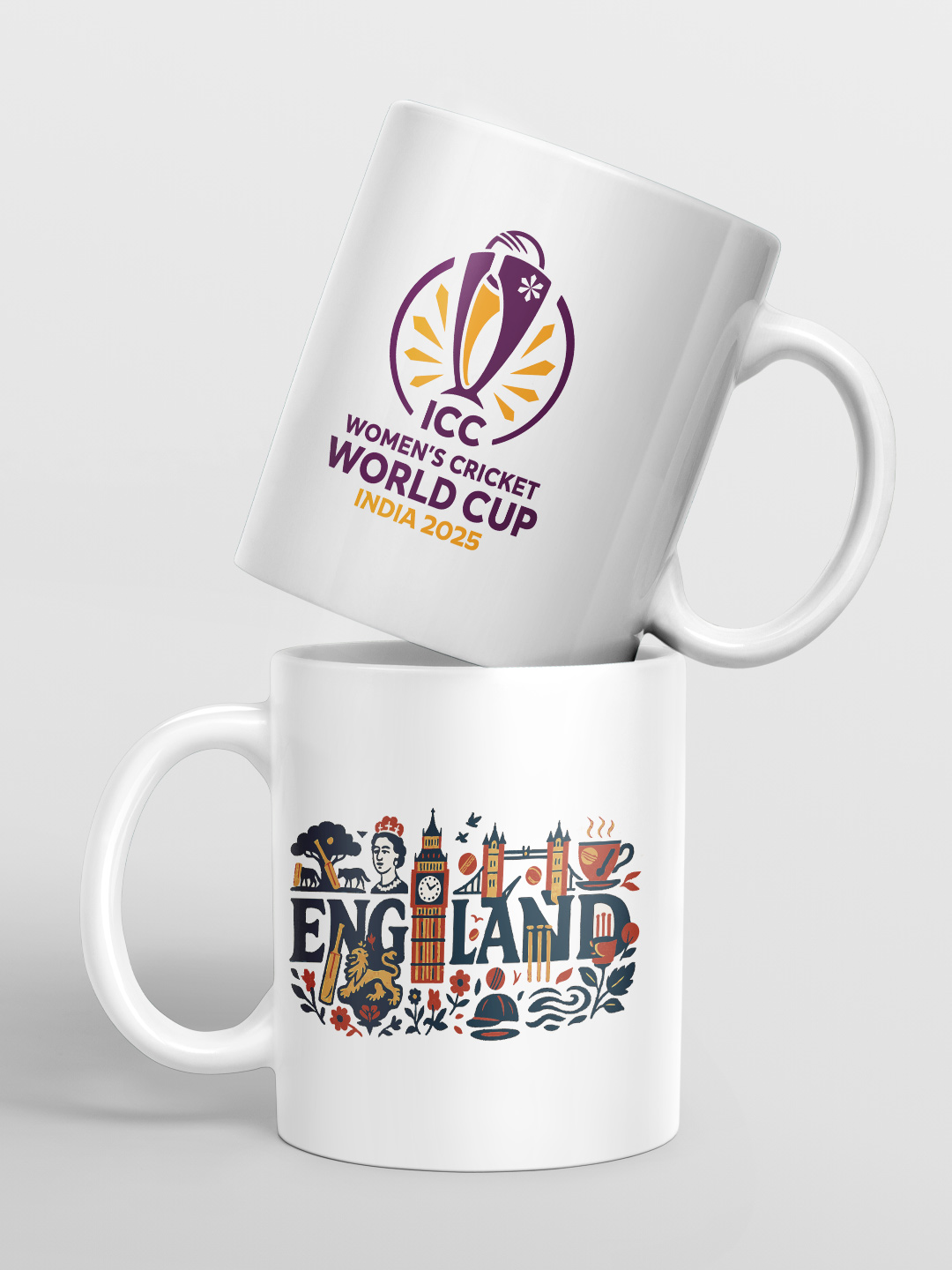 England ICC Women's Cricket World Cup 2025 Ceramic Glossy Printed Mug, Microwave and Dishwasher Safe, Tea and Coffee Mug