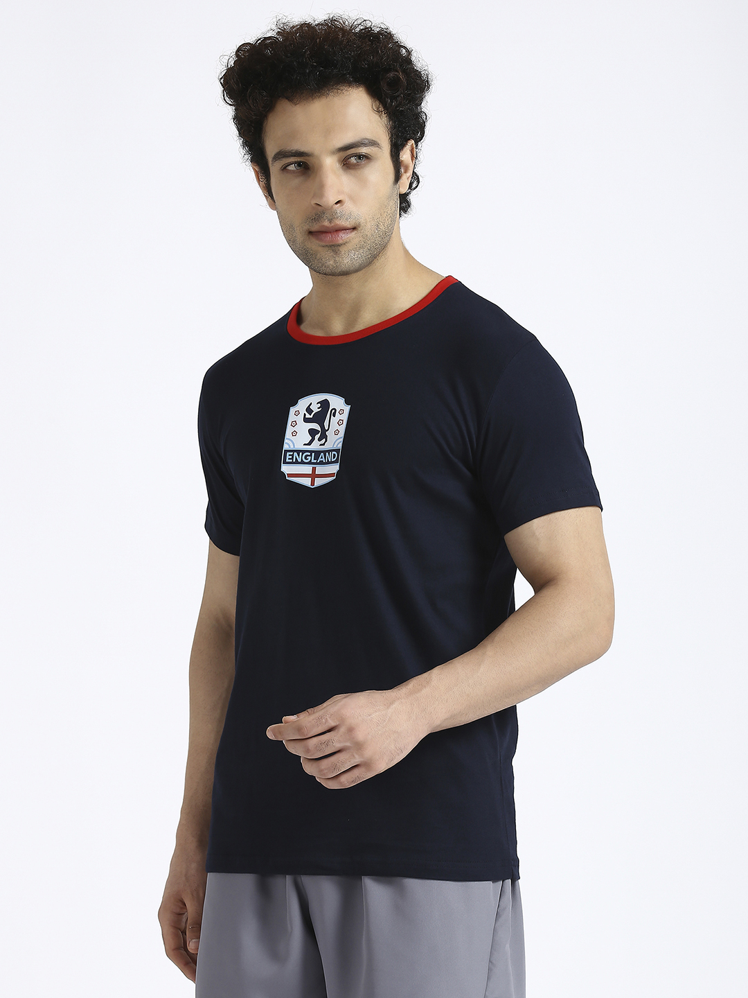England Men Blue Printed Round Neck Cotton T-shirt (2)