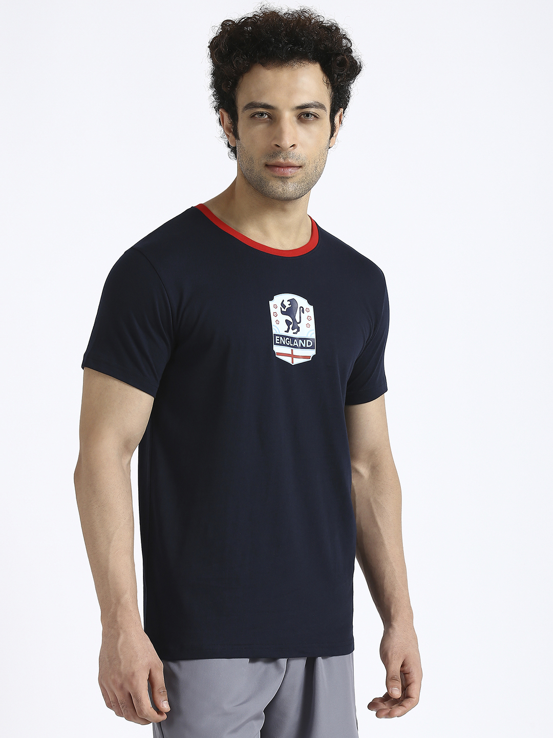 England Men Blue Printed Round Neck Cotton T-shirt (3)