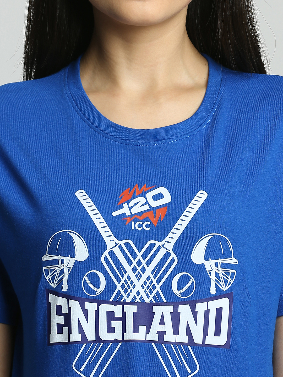 England Unisex Navy Blue Printed Half Sleeves Round Neck Cotton T-shirt (6)
