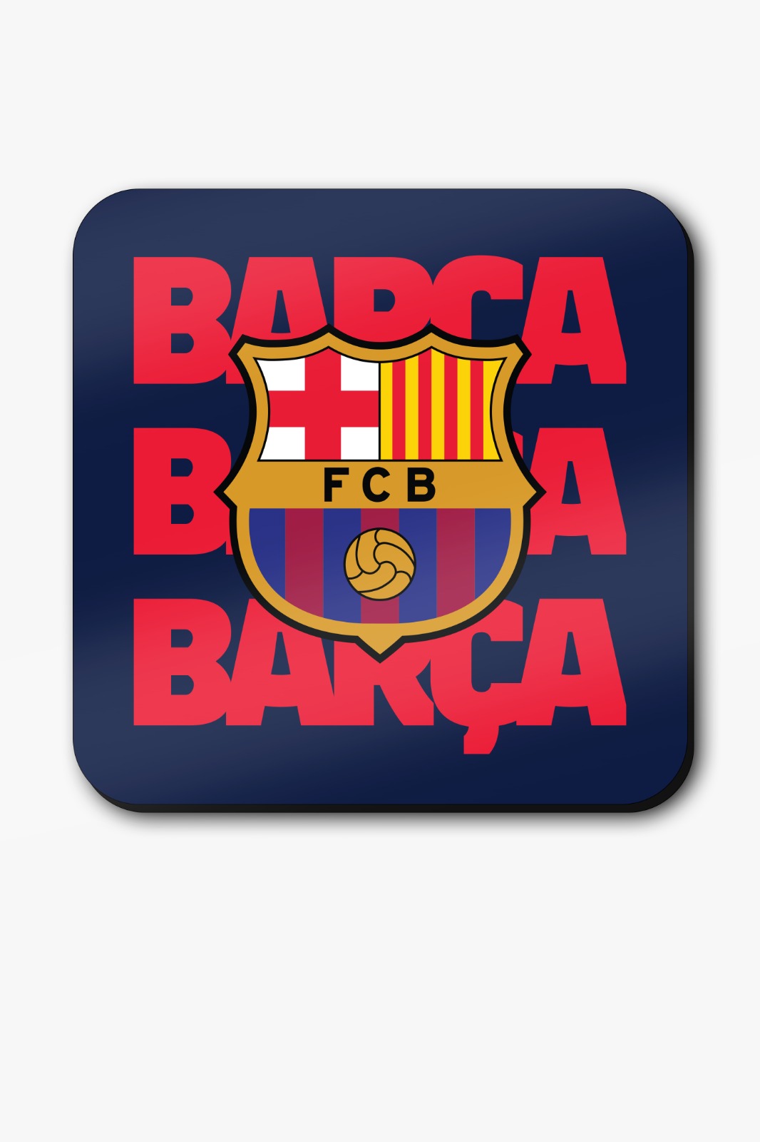 Black and Red Printed Barca Plastic  Coaster (Pack of 4)