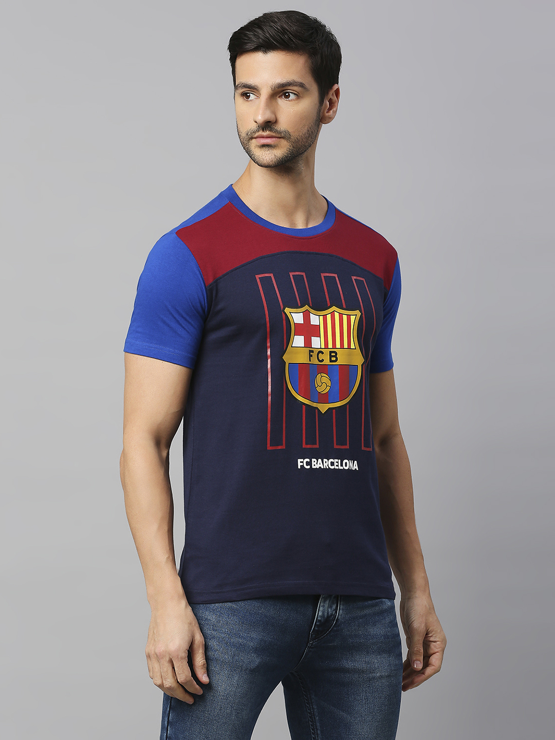 FC Barcelona FCB-23 Core: Men Navy Blue and Red Cotton T-Shirt (4)