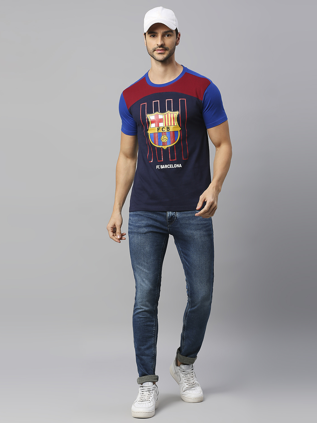 FC Barcelona FCB-23 Core: Men Navy Blue and Red Cotton T-Shirt (5)