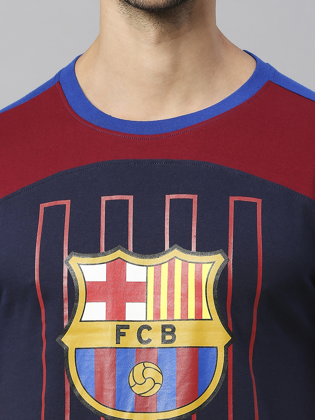 FC Barcelona FCB-23 Core: Men Navy Blue and Red Cotton T-Shirt (6)