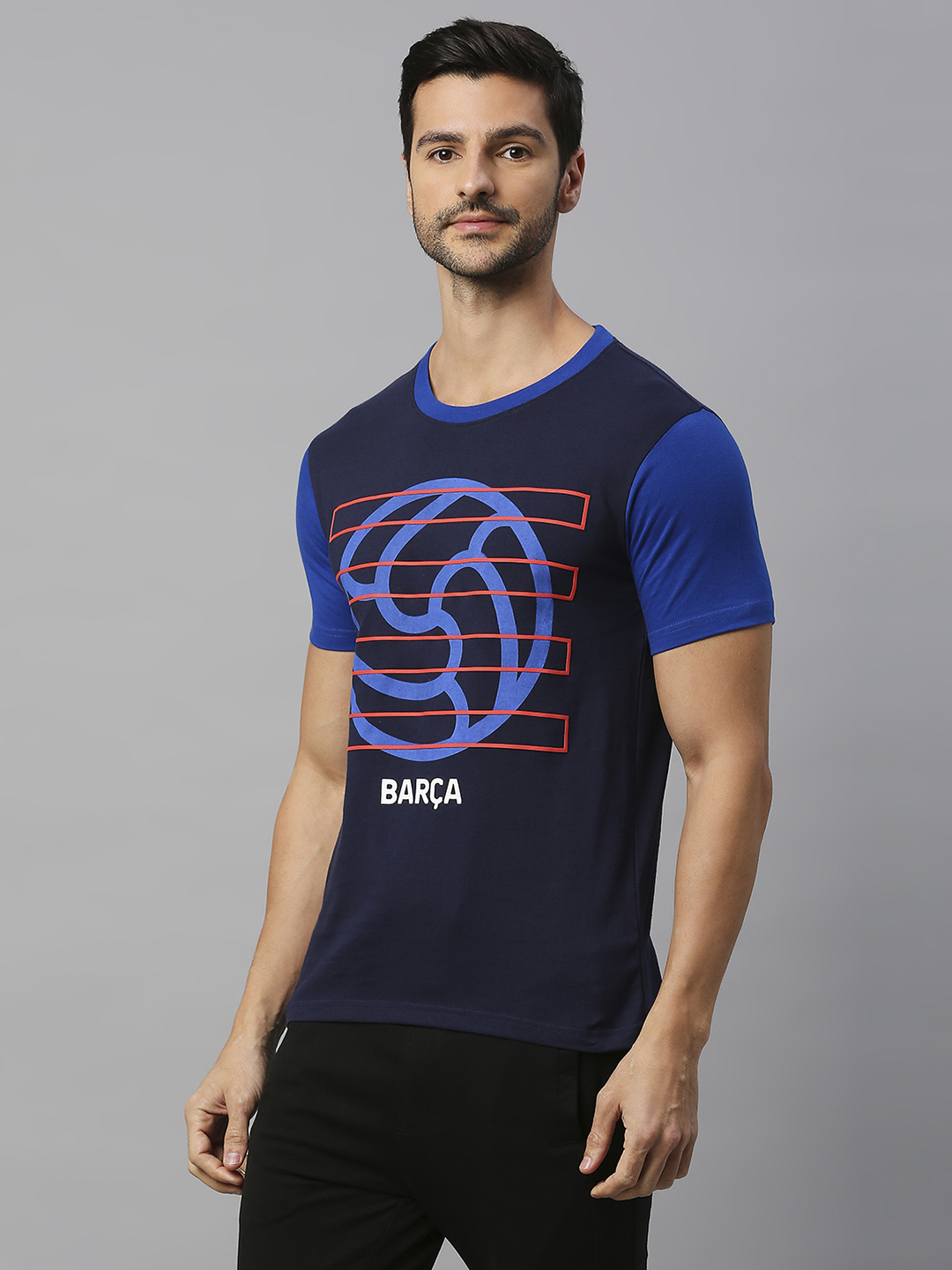 FC Barcelona FCB-23 Core: Men Navy Blue Round Neck T-shirt (3)