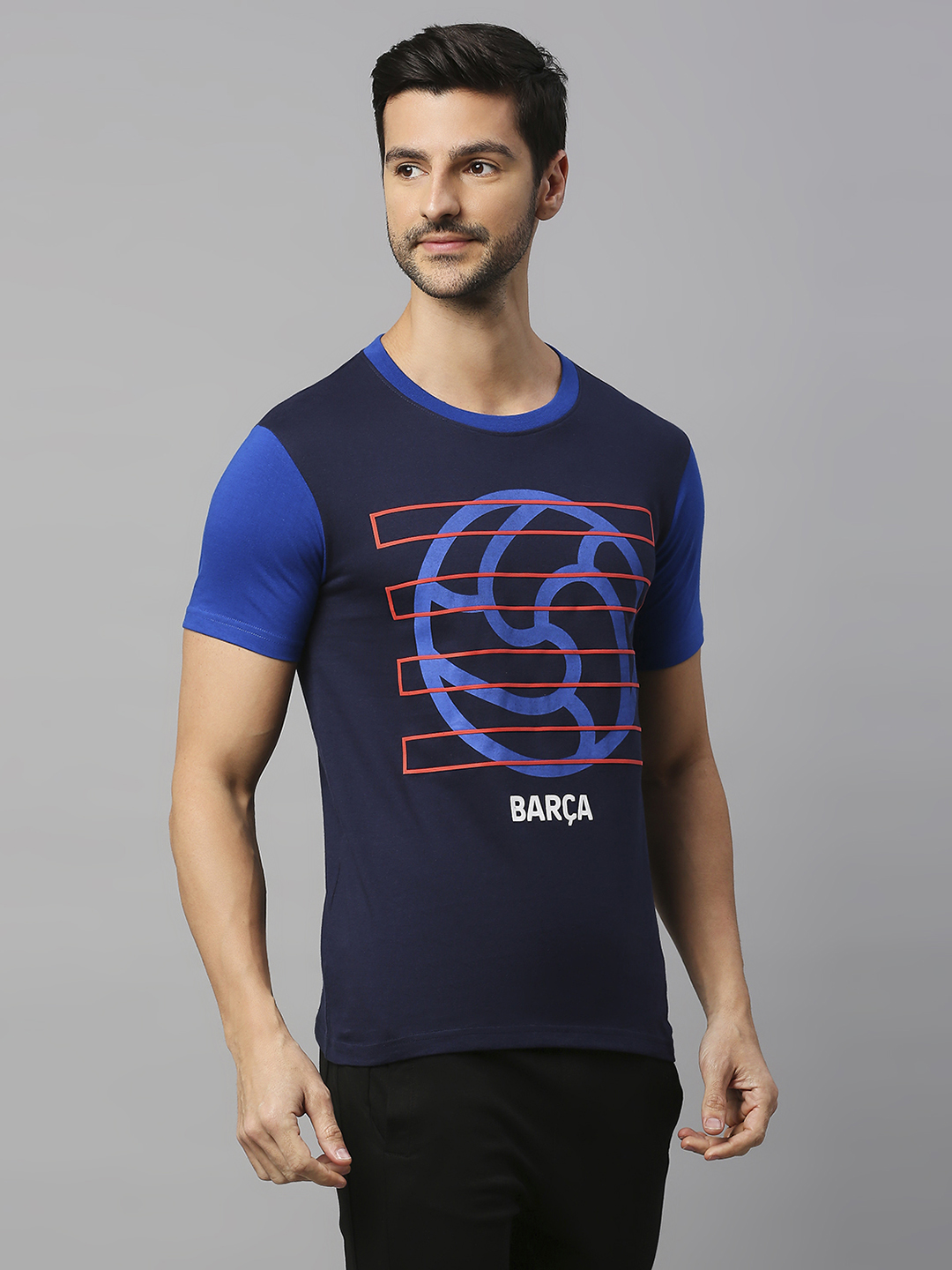 FC Barcelona FCB-23 Core: Men Navy Blue Round Neck T-shirt (4)