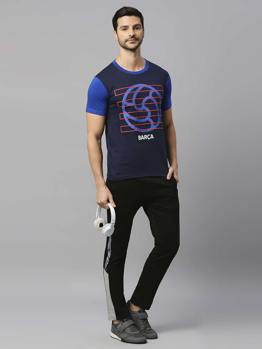 FC Barcelona FCB-23 Core: Men Navy Blue Round Neck T-shirt (5)