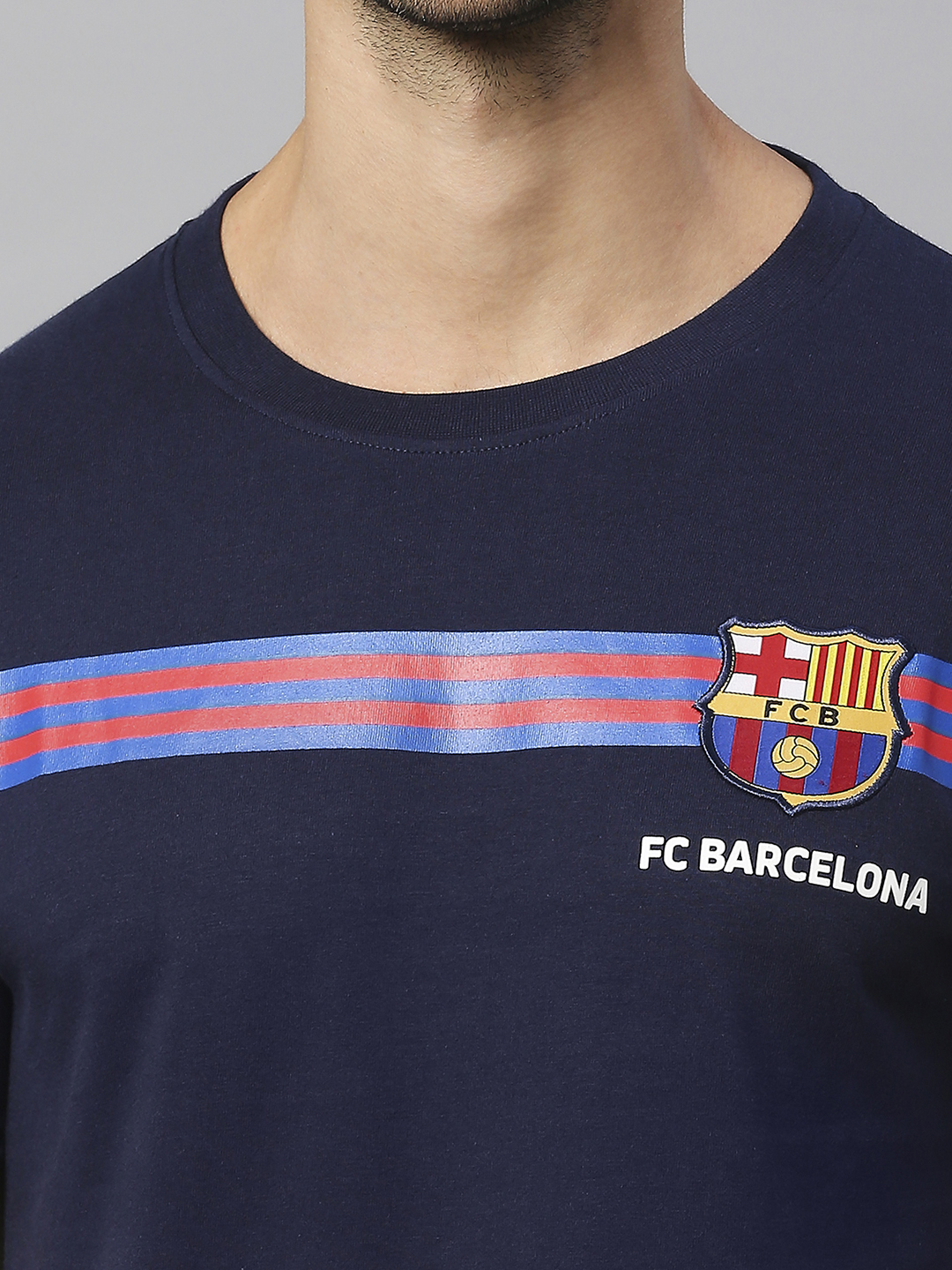 FC Barcelona FCB-23 Iconic: Men Navy Blue Round Neck T-shirt (6)