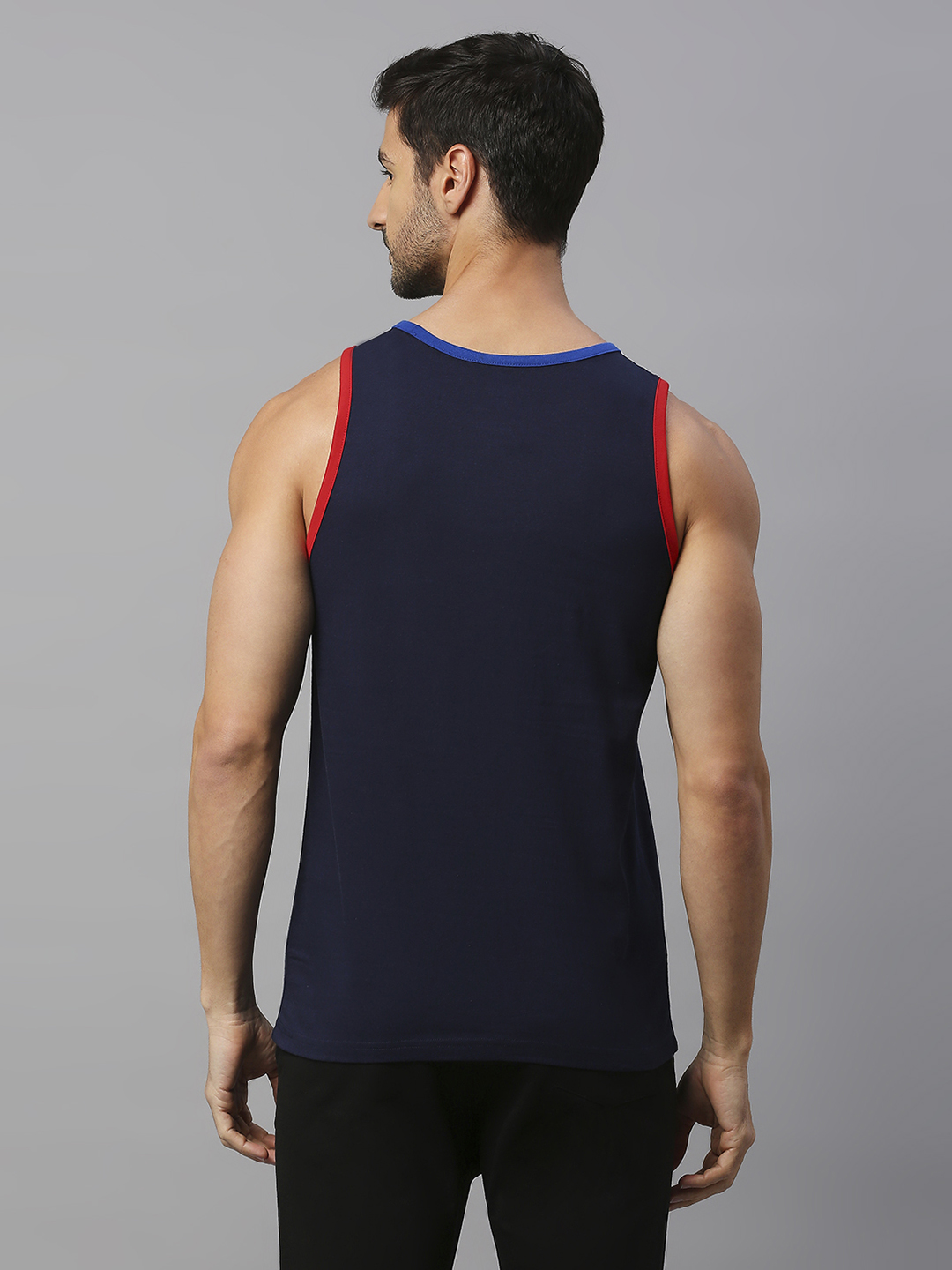 FC Barcelona FCB Kidult: Men Navy Blue Printed Sleeveless Cotton Vest (4)