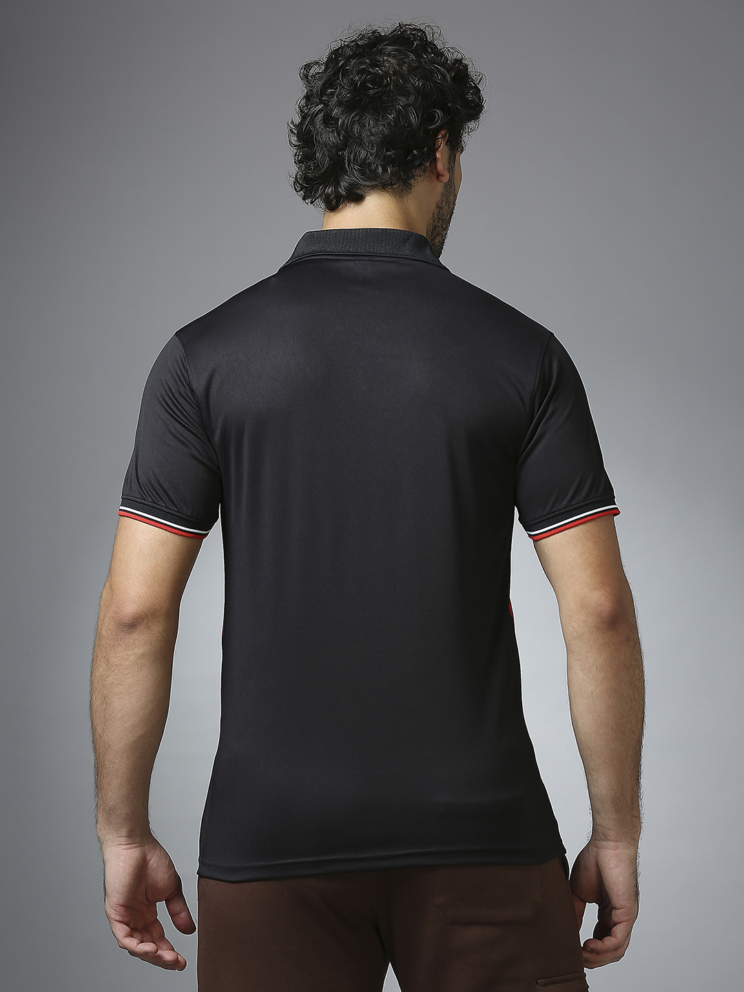 FC Barcelona Men Black Half Sleeves Polo Collar Cut & Sew T-Shirt (5)