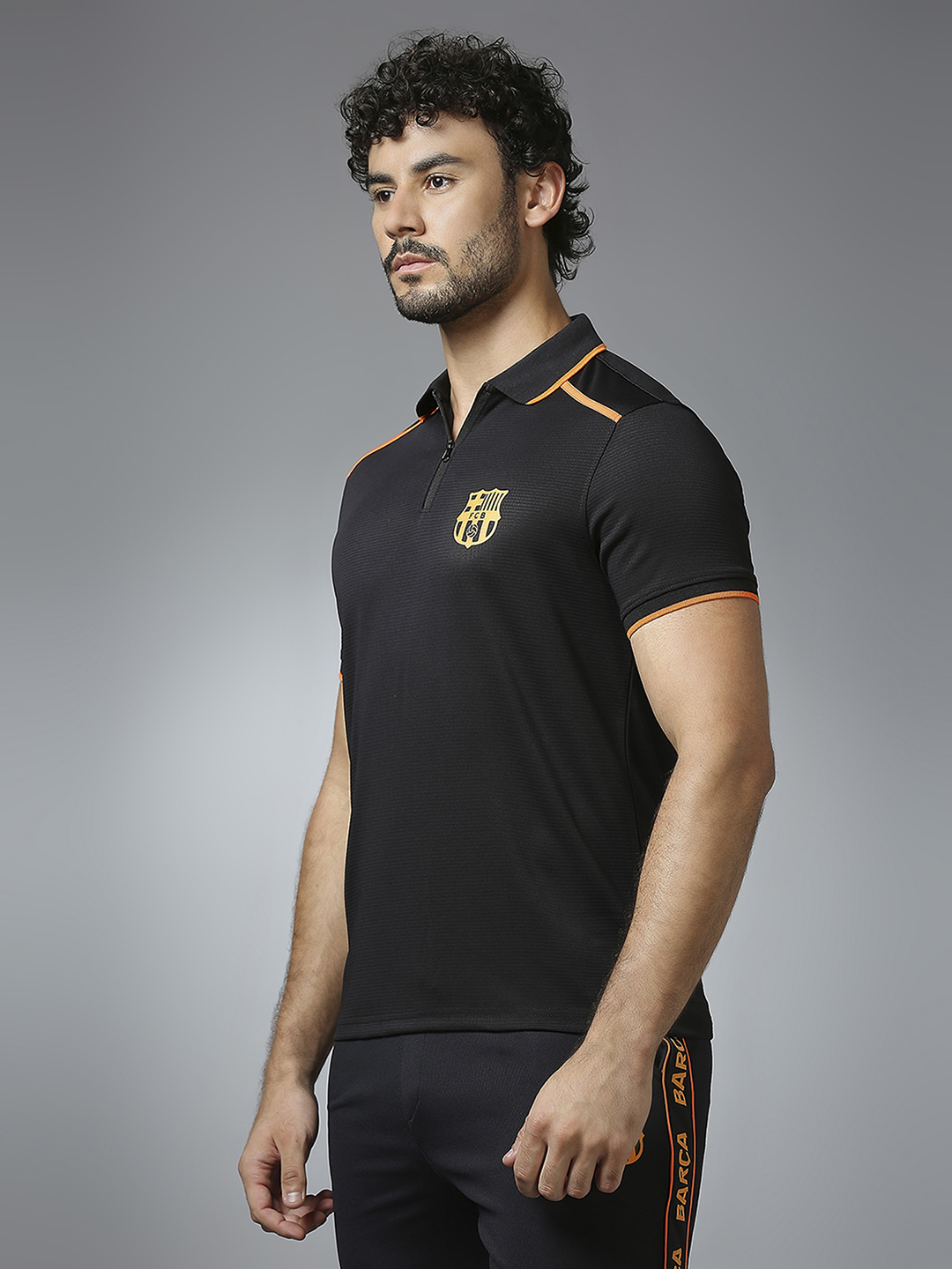 Buy Men Black Half Sleeves Polo Collar Sports Core T Shirt From Fancode Shop