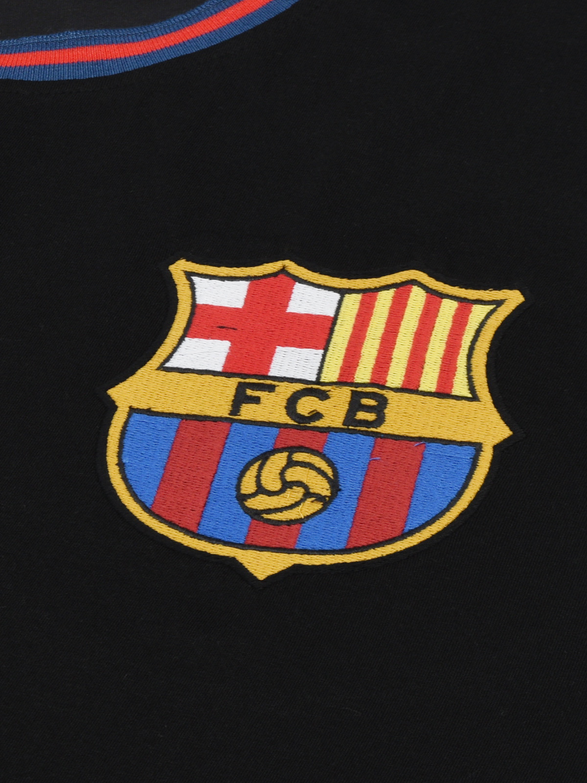 FC Barcelona Men Black Half Sleeves Round Neck Oversized Classic Crest T-Shirts (4)