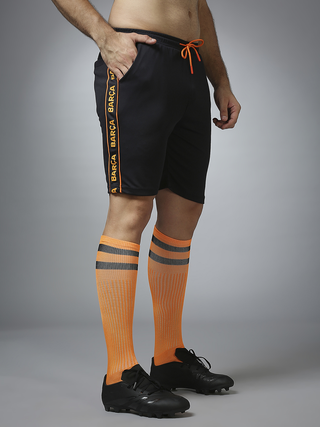 FC Barcelona Men Black Printed Regular Fit Athleisure Shorts (3)