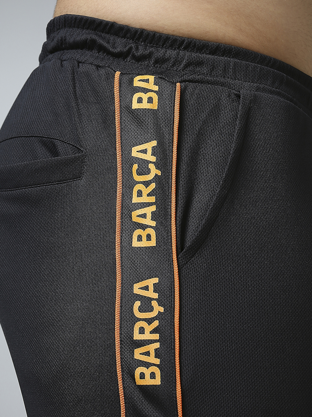 FC Barcelona Men Black Printed Regular Fit Athleisure Shorts (5)