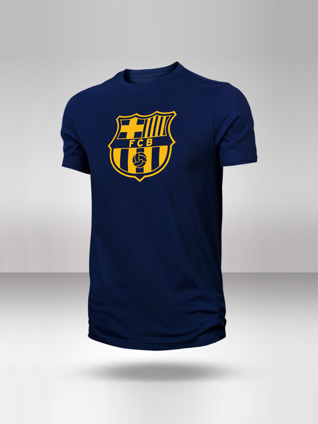FC Barcelona Men Navy Blue Classic Crest Printed T-Shirt  (1)