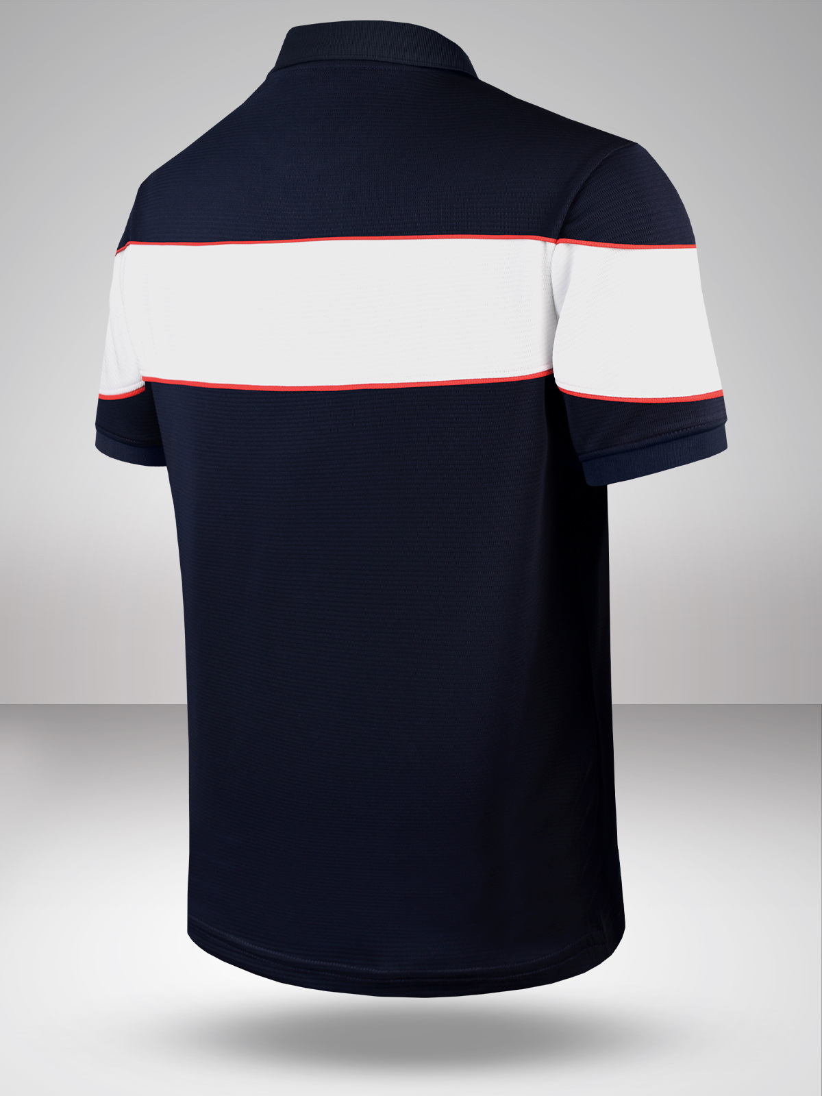FC Barcelona Men Navy Blue Half Sleeves Polo Collar Cut and Sew Crest T-Shirts (2)