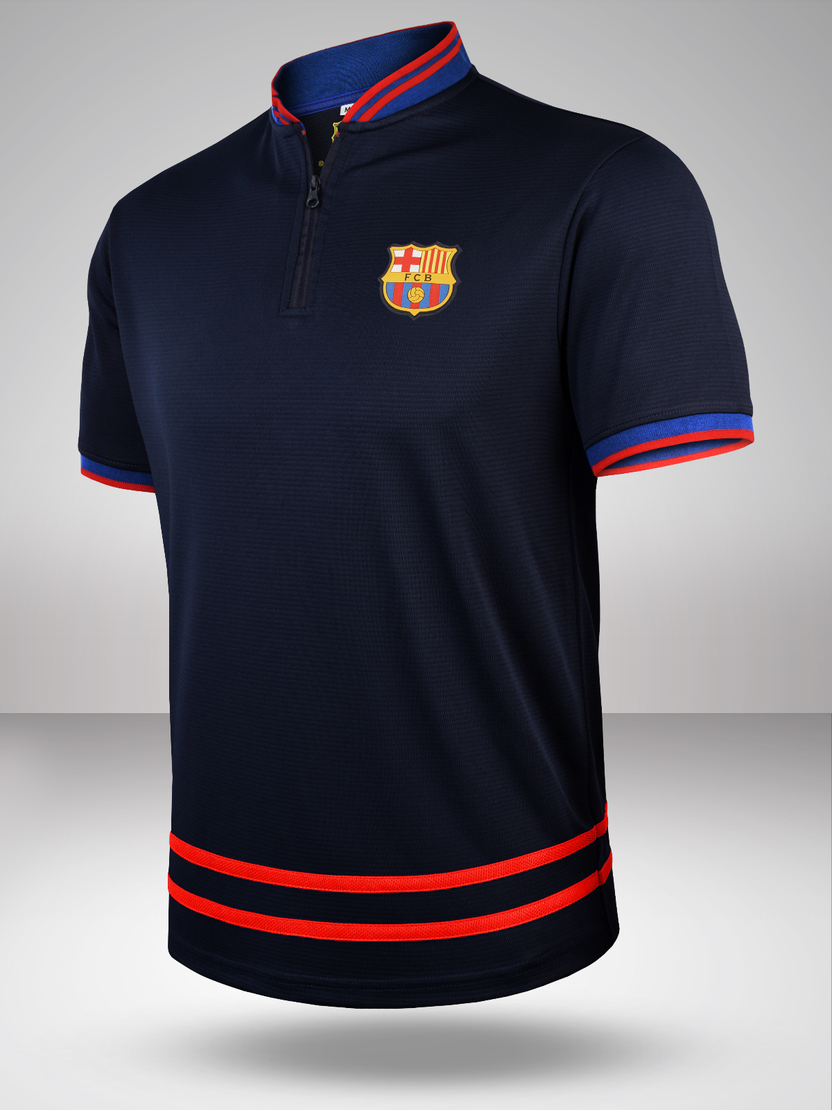 Men Navy Blue Half Sleeves Round Neck Bomber Henley T-Shirts