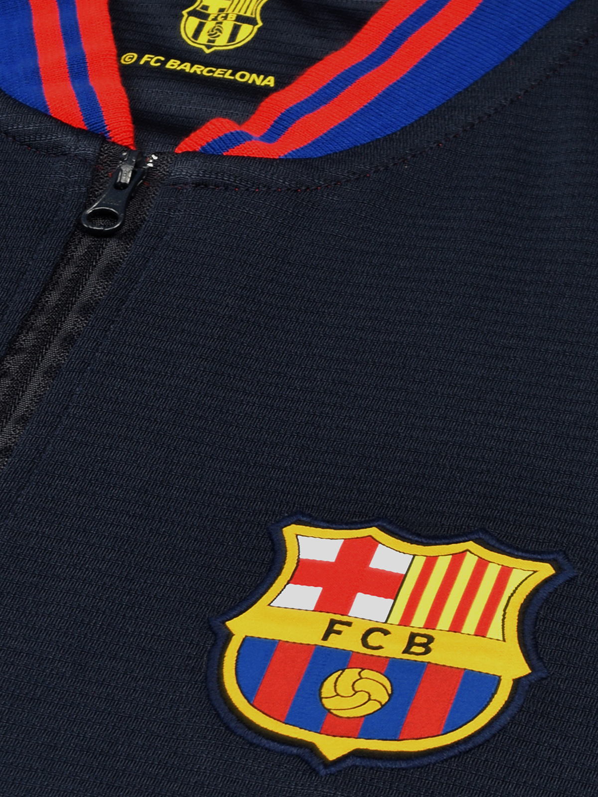 FC Barcelona Men Navy Blue Half Sleeves Round Neck Bomber Henley T-Shirts (3)
