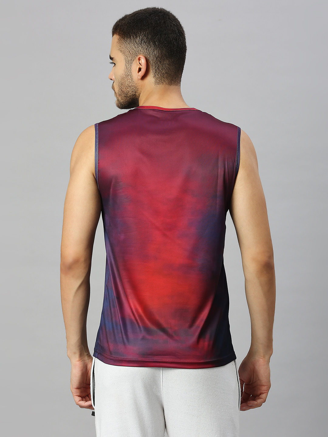 FC Barcelona Men Red and Navy Blue Graphic Printed Round Neck Sleeveless Vest (3)