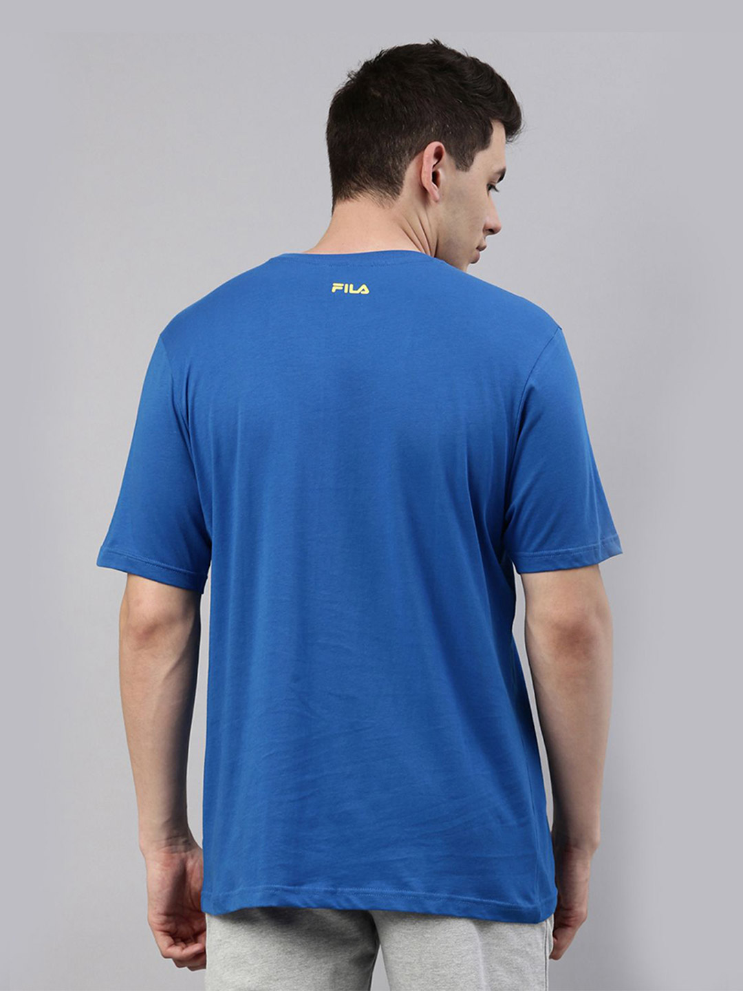 Fila Men Colet Blue Solid Round Neck Pure Cotton T-Shirt (3)