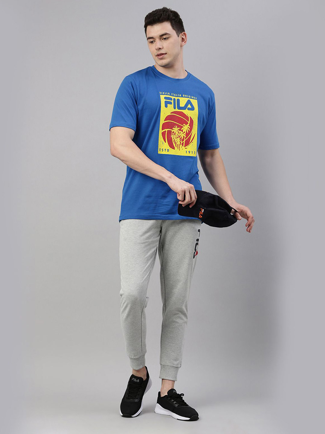 Fila Men Colet Blue Solid Round Neck Pure Cotton T-Shirt (6)