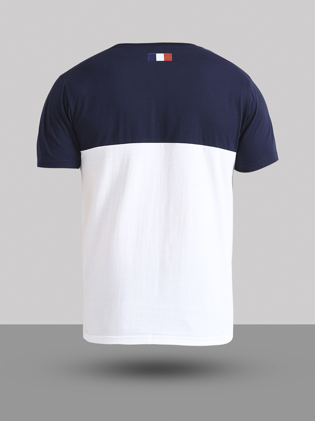 France Men Navy Blue and White Colourblocked Round Neck Half Sleeves Cotton T-Shirt (9)